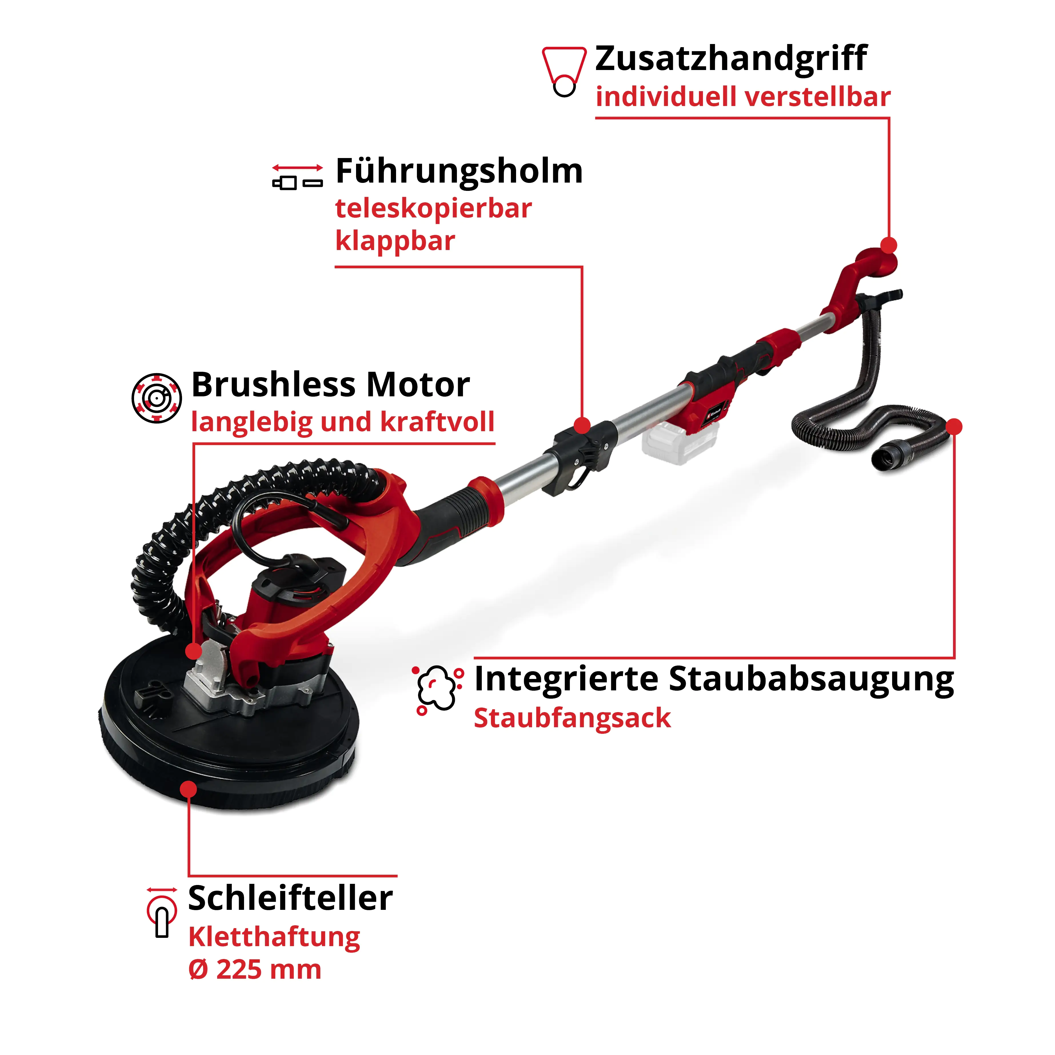 Einhell Professional Akku-Trockenbauschleifer TP-DW 18/225 Li Solo 18 V