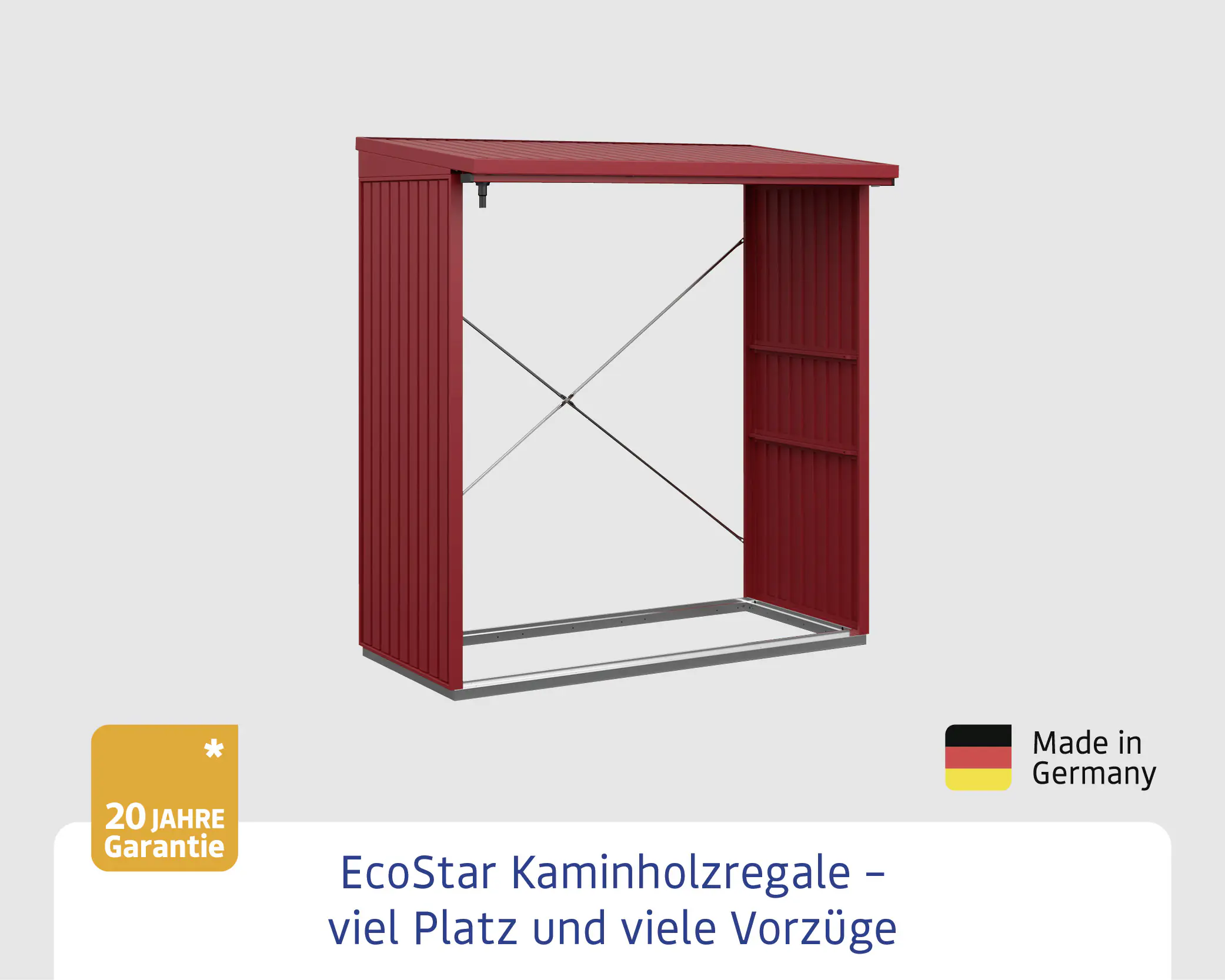 Ecostar Kaminholzregal Trend-V Typ 2, purpurrot, mit Verstrebung