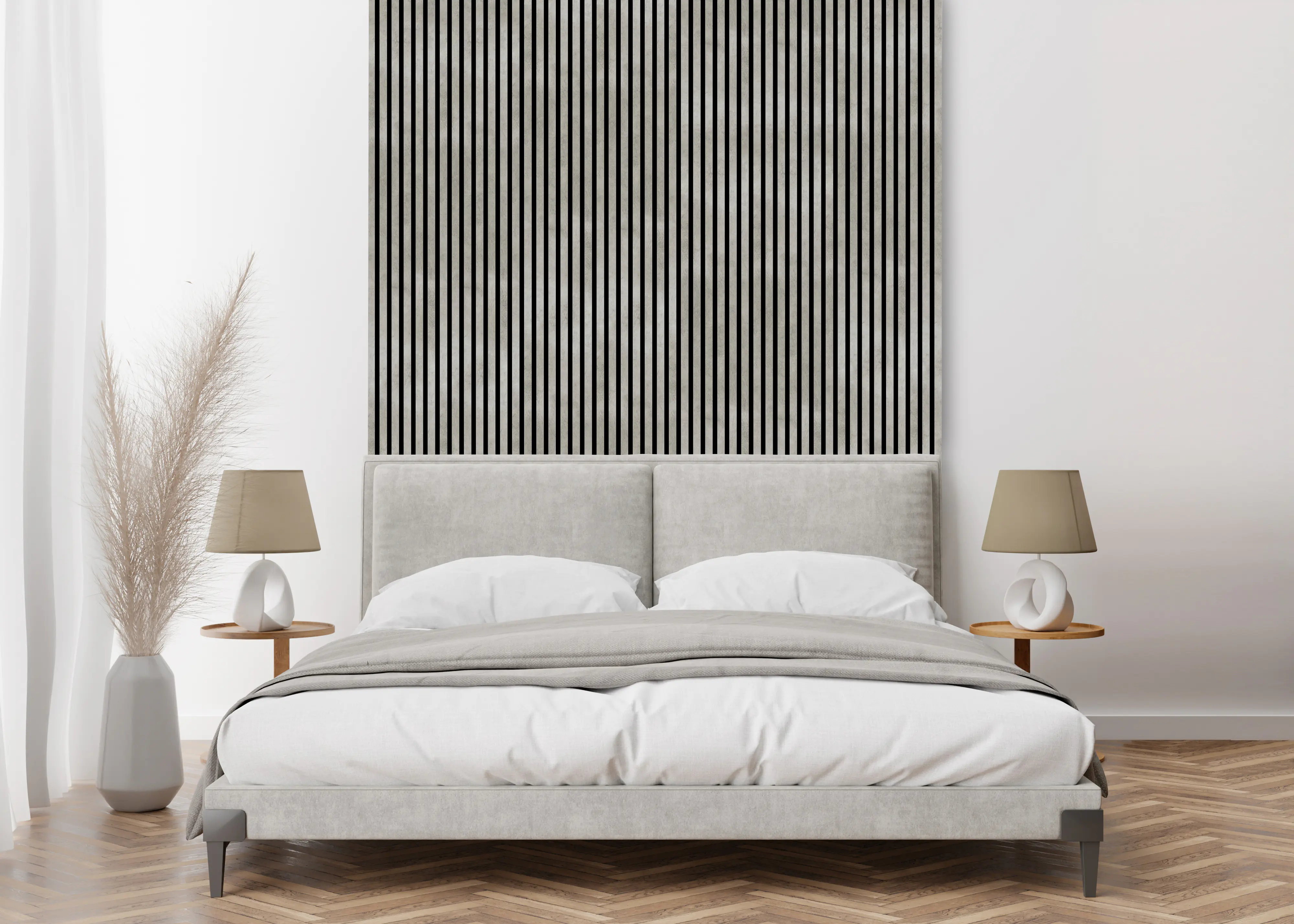 Neuhofer Akustikpaneele Holz foliert betongrau 267 x 1,9 x 57 cm
