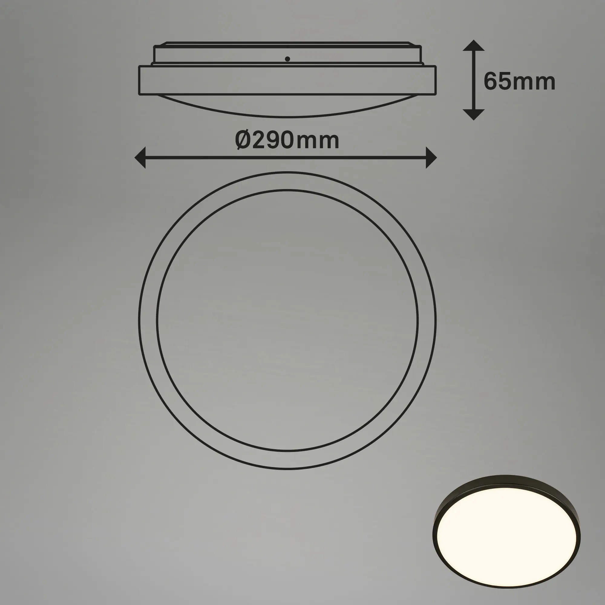 Briloner LED-Deckenleuchte Walk mit Bewegungsmelder Ø 29 x 6,5 cm warmweiß schwarz