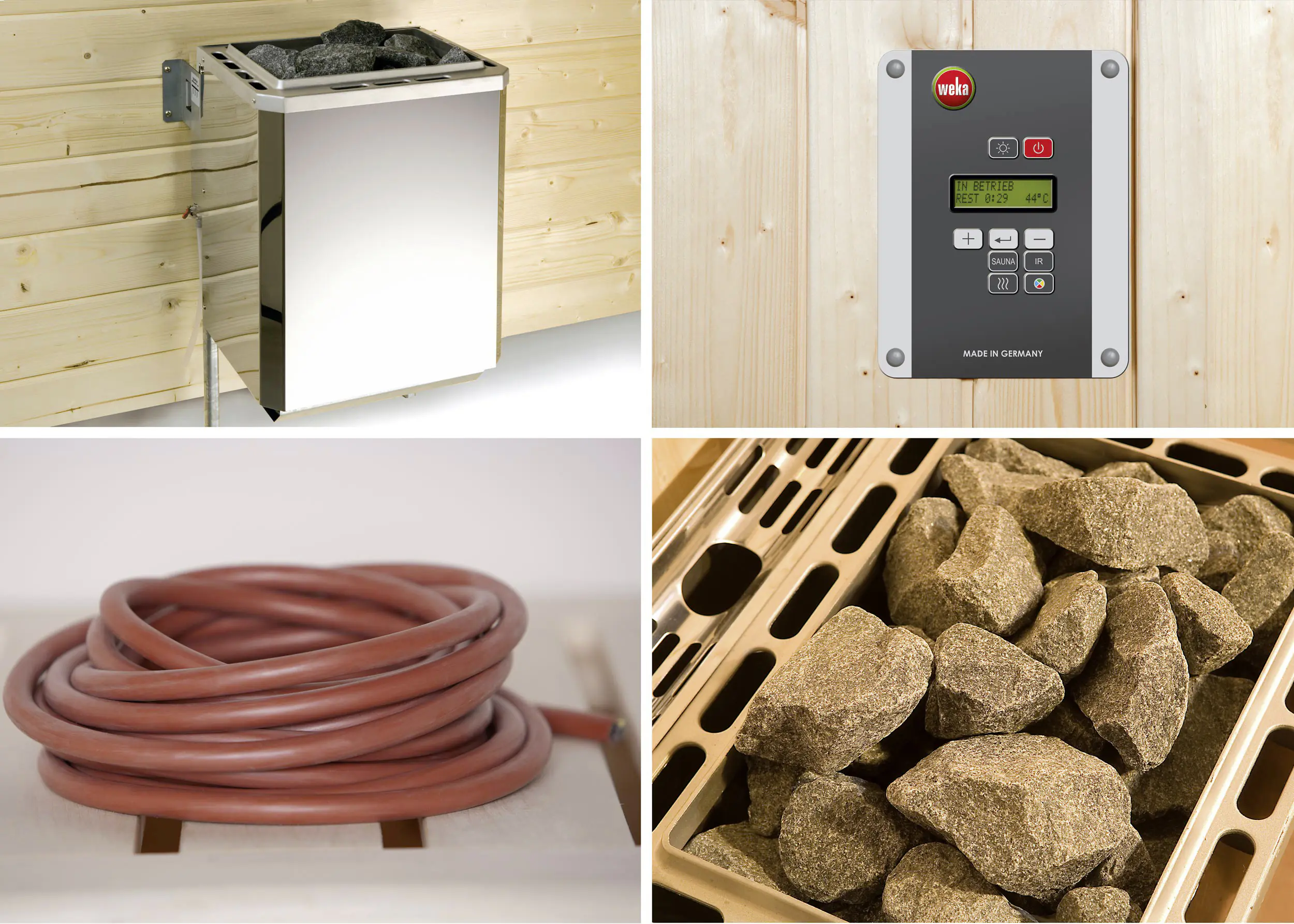 Weka Sauna Varberg 1 mit Glastür & Fenster 2,73 m² + 7,5 kW Ofen