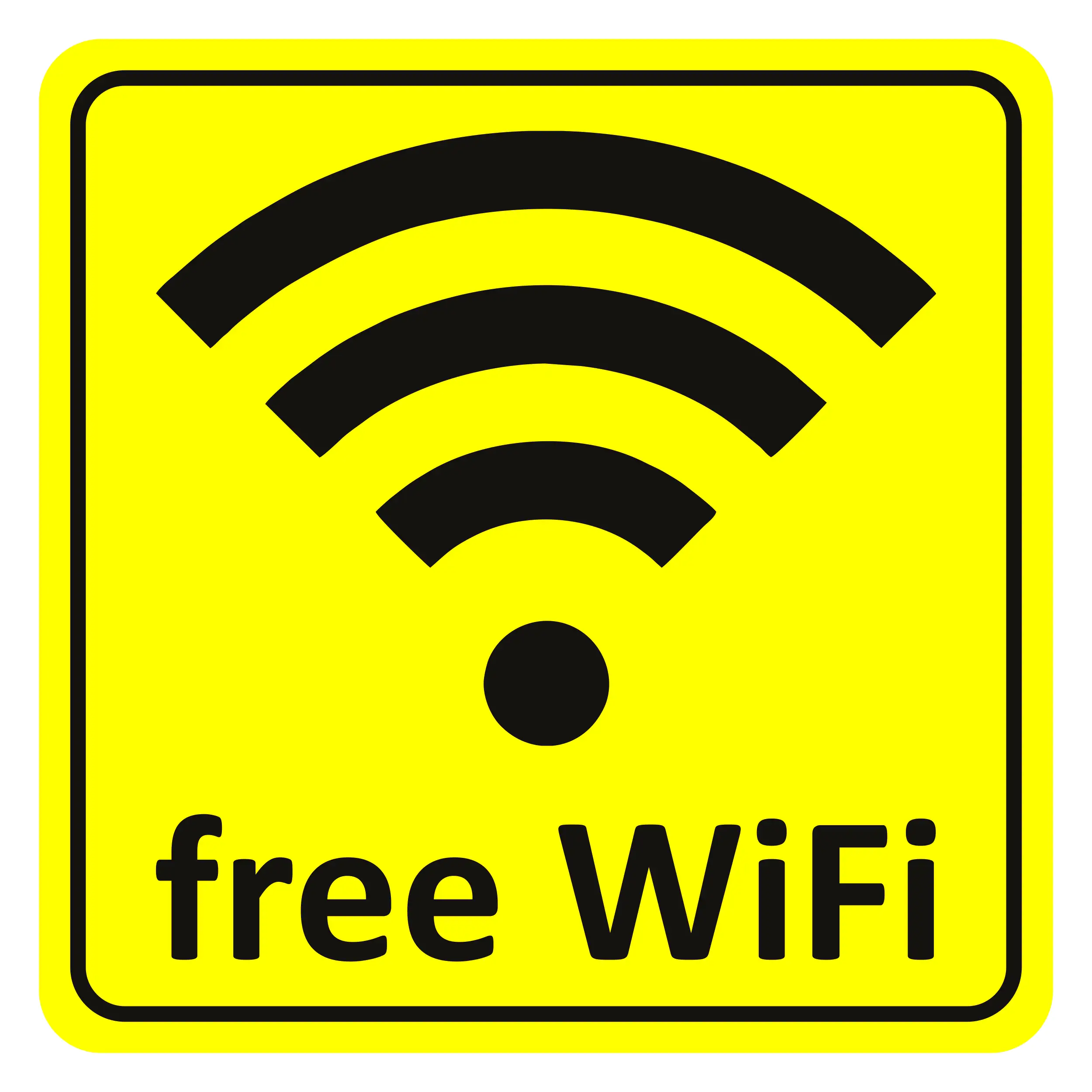 Hermann Schütz Aufkleber free WiFi gelb 65x65mm