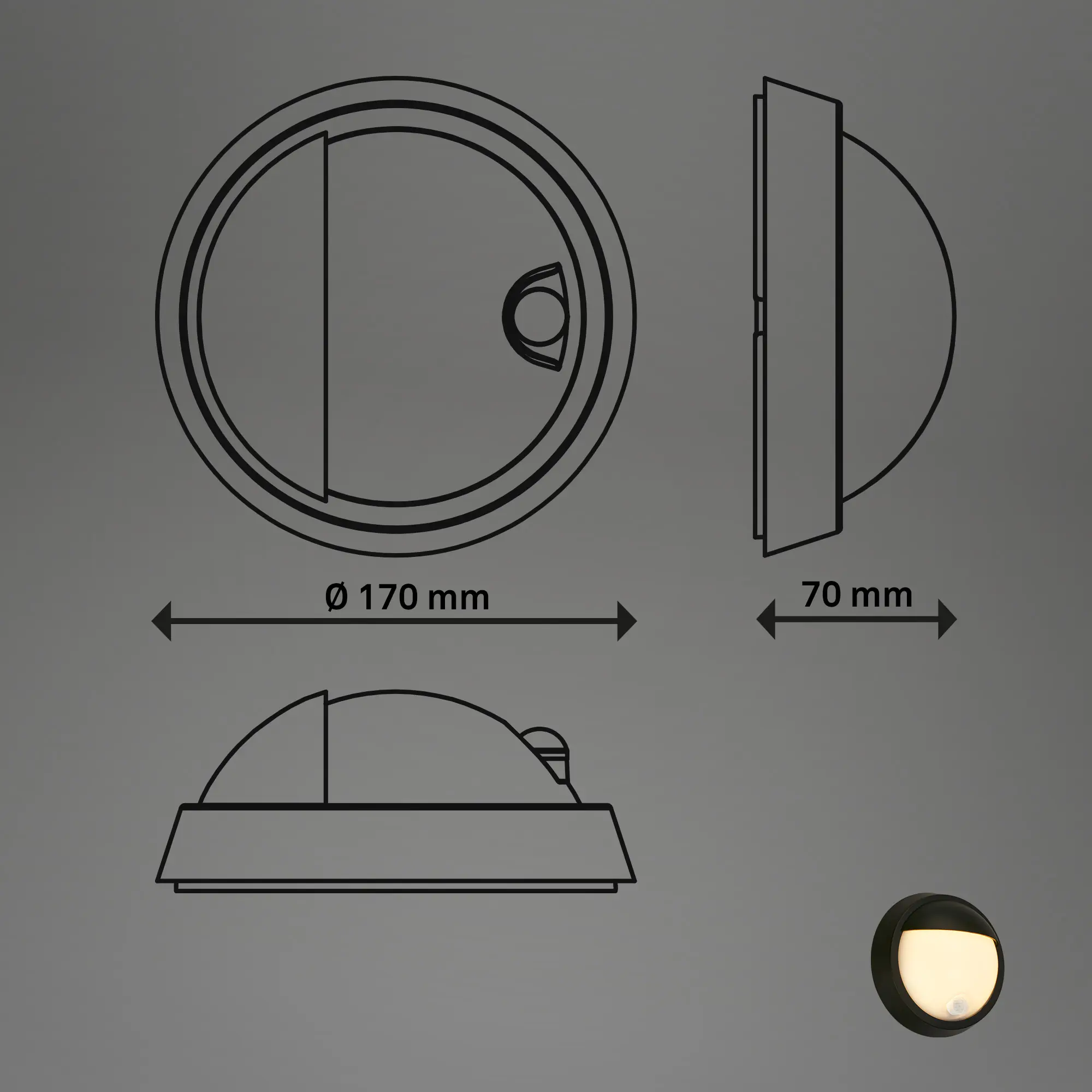 Briloner LED Außenwandleuchte Puni Akku 4W schwarz Sensor warmweiß