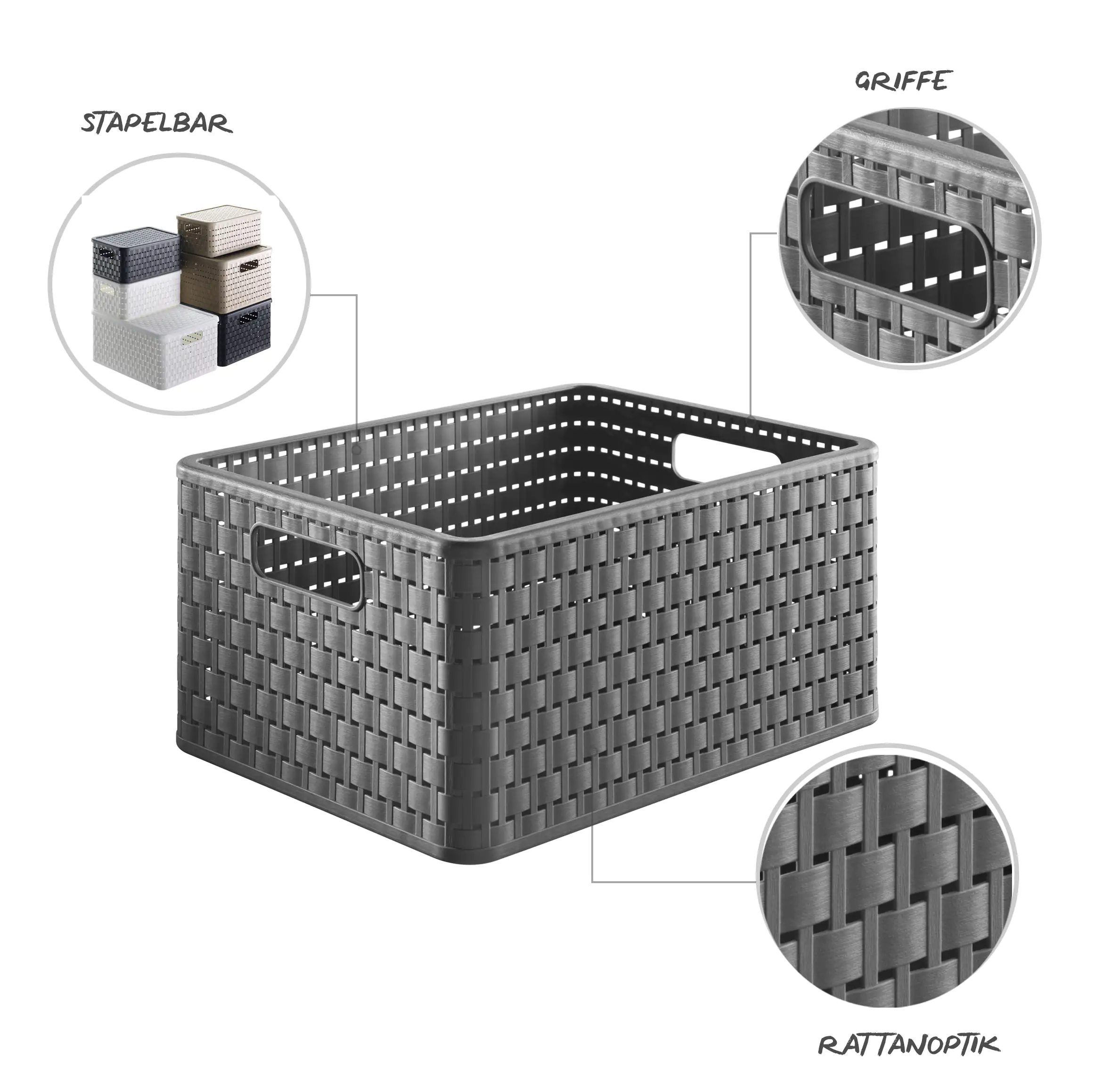 Rotho Korb Country A4, 18 L anthrazit