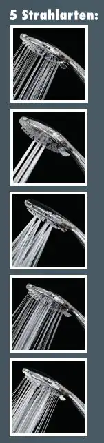 Primaster Handbrause 5 Strahlarten Water Fun chrom-weiß mit Wasserspareinsatz