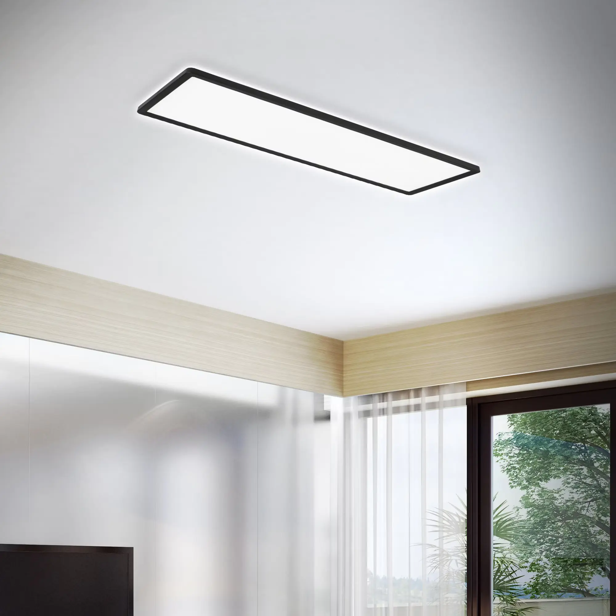 Briloner LED Panel Slim 58 cm, schwarz, ultraflach