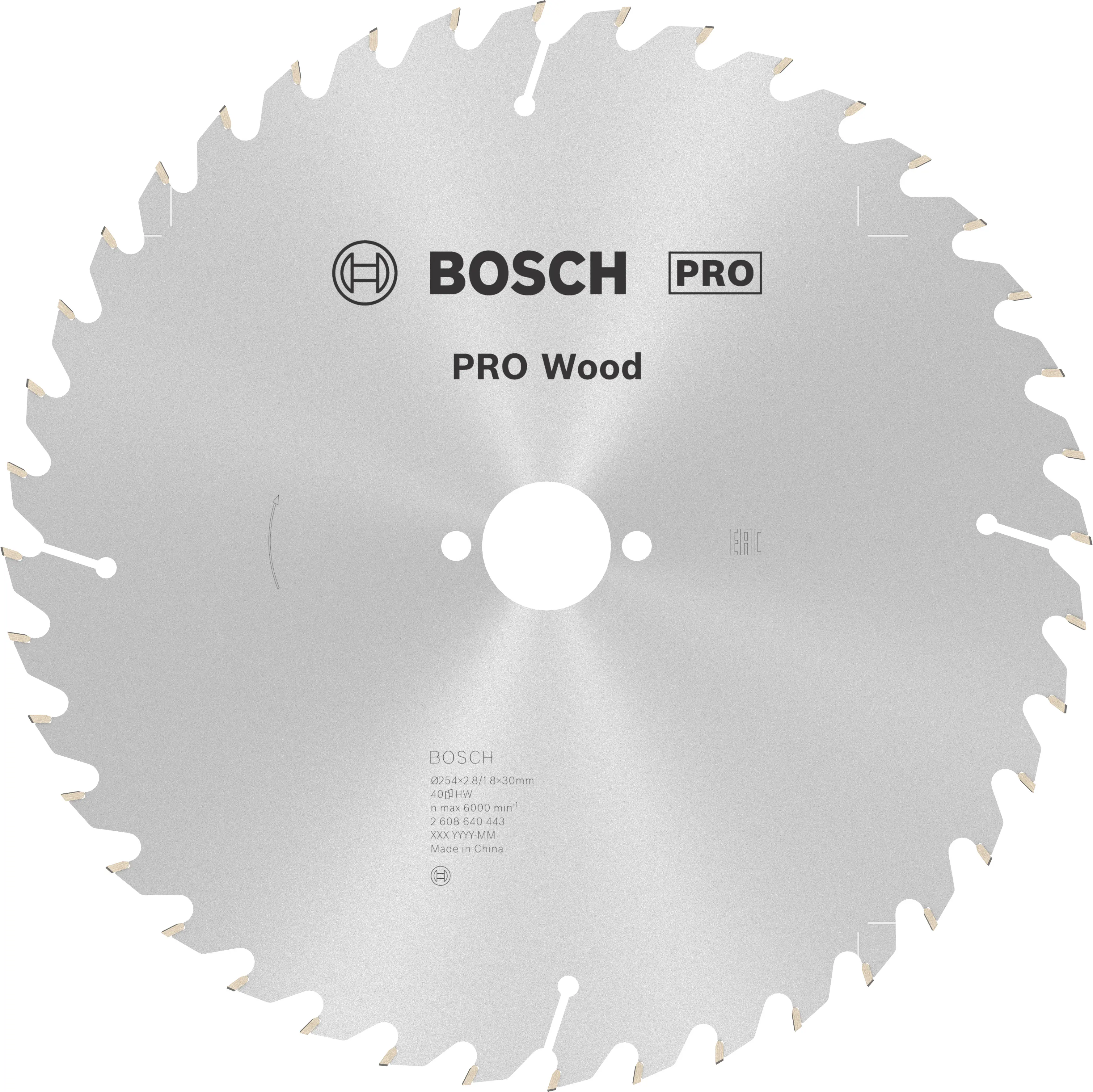 Bosch PRO Wood Kreissägeblatt 254 x 2,8 x 30 mm T40