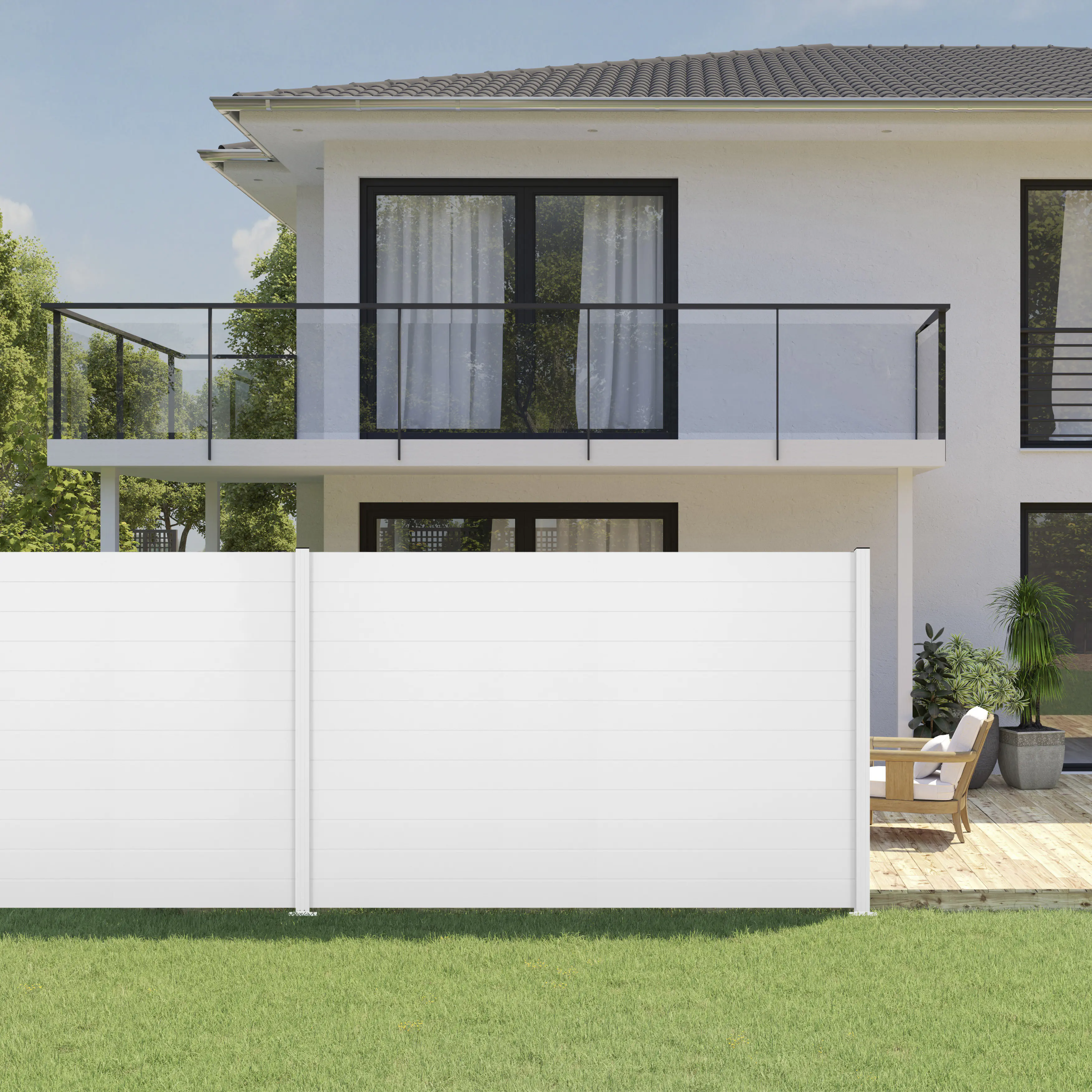 Ambiente Alu-Zaun Grundset Paneel 150 weiß 187 x 274,2 cm 