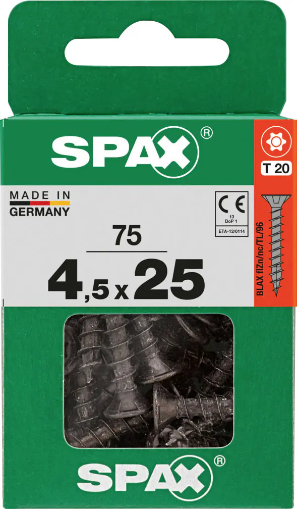 Spax Universalschrauben 4,5 x 25 mm T20 Vollgewinde - 75 Stk. 