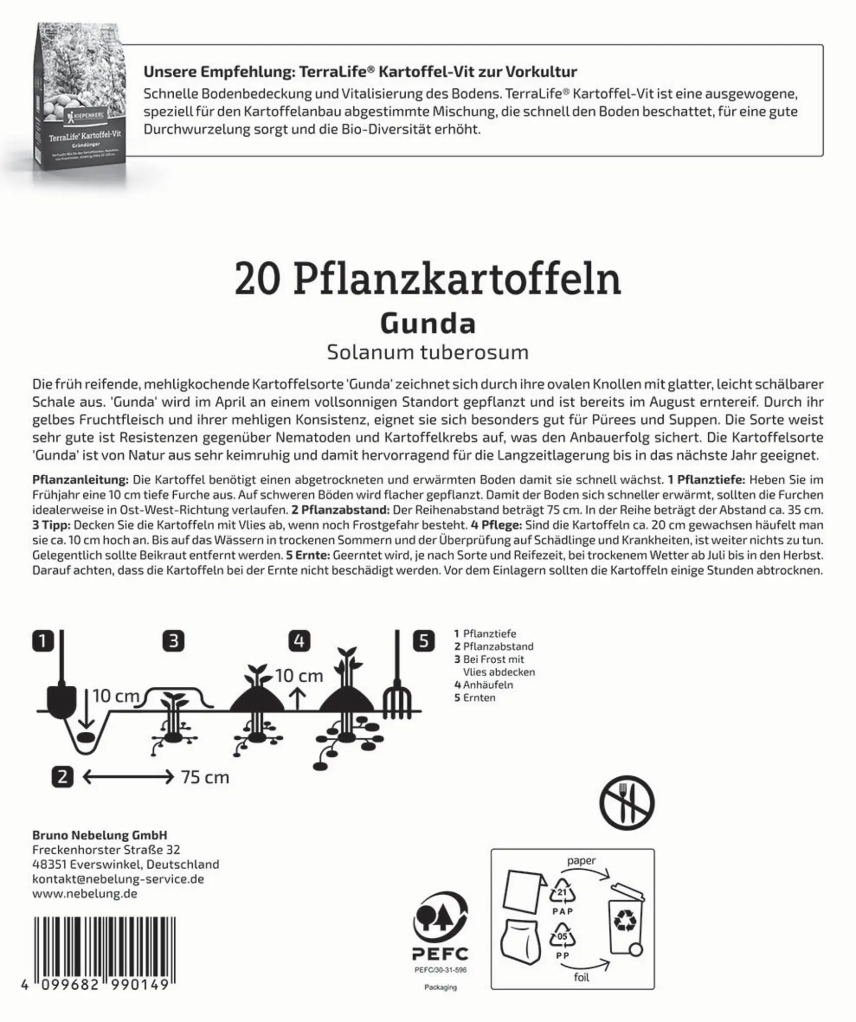 Kiepenkerl Pflanzkartoffel Gunda 20 Stück