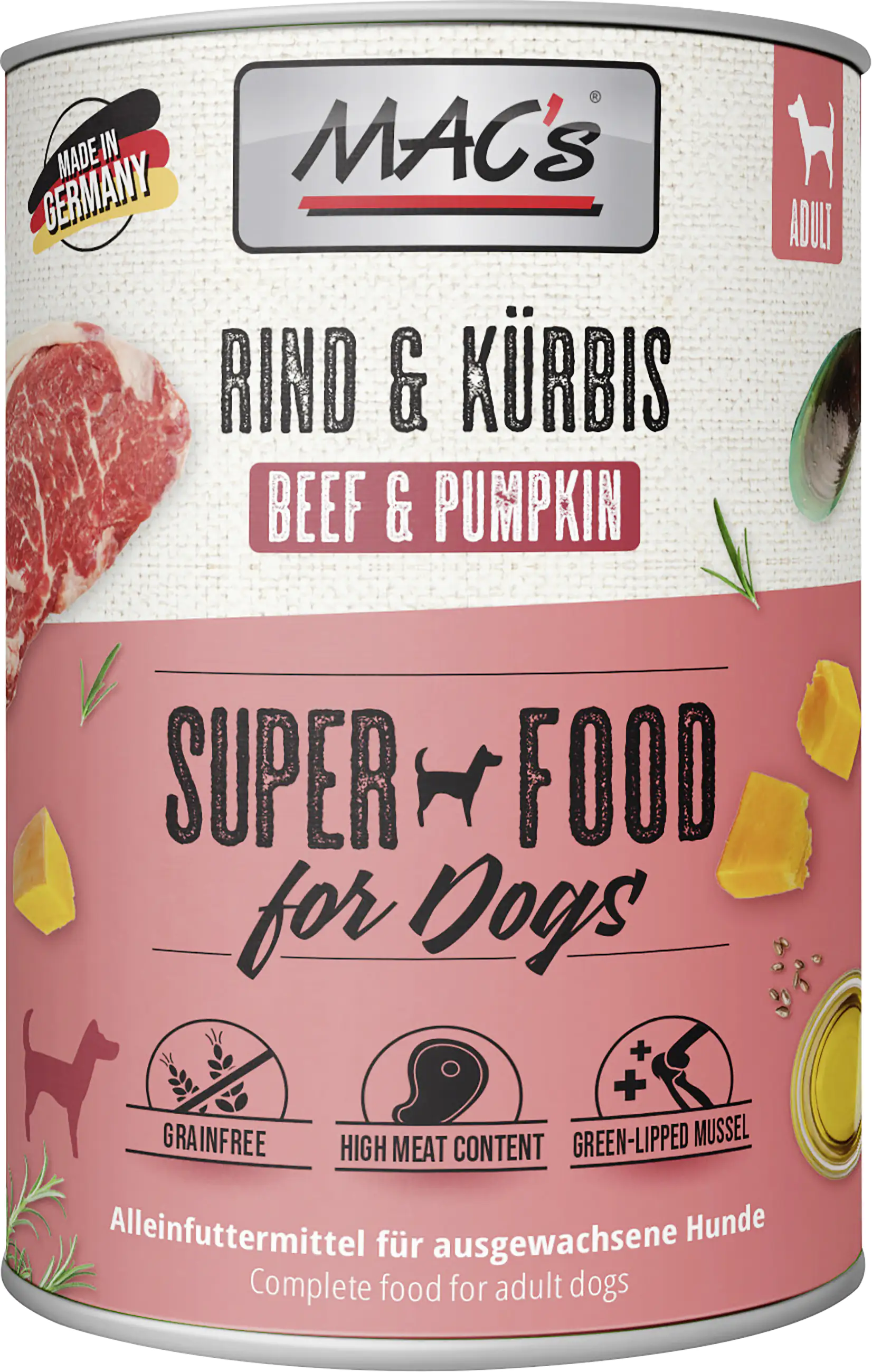 Macs Dog Hundenassfutter Adult getreidefrei 400 g Rind