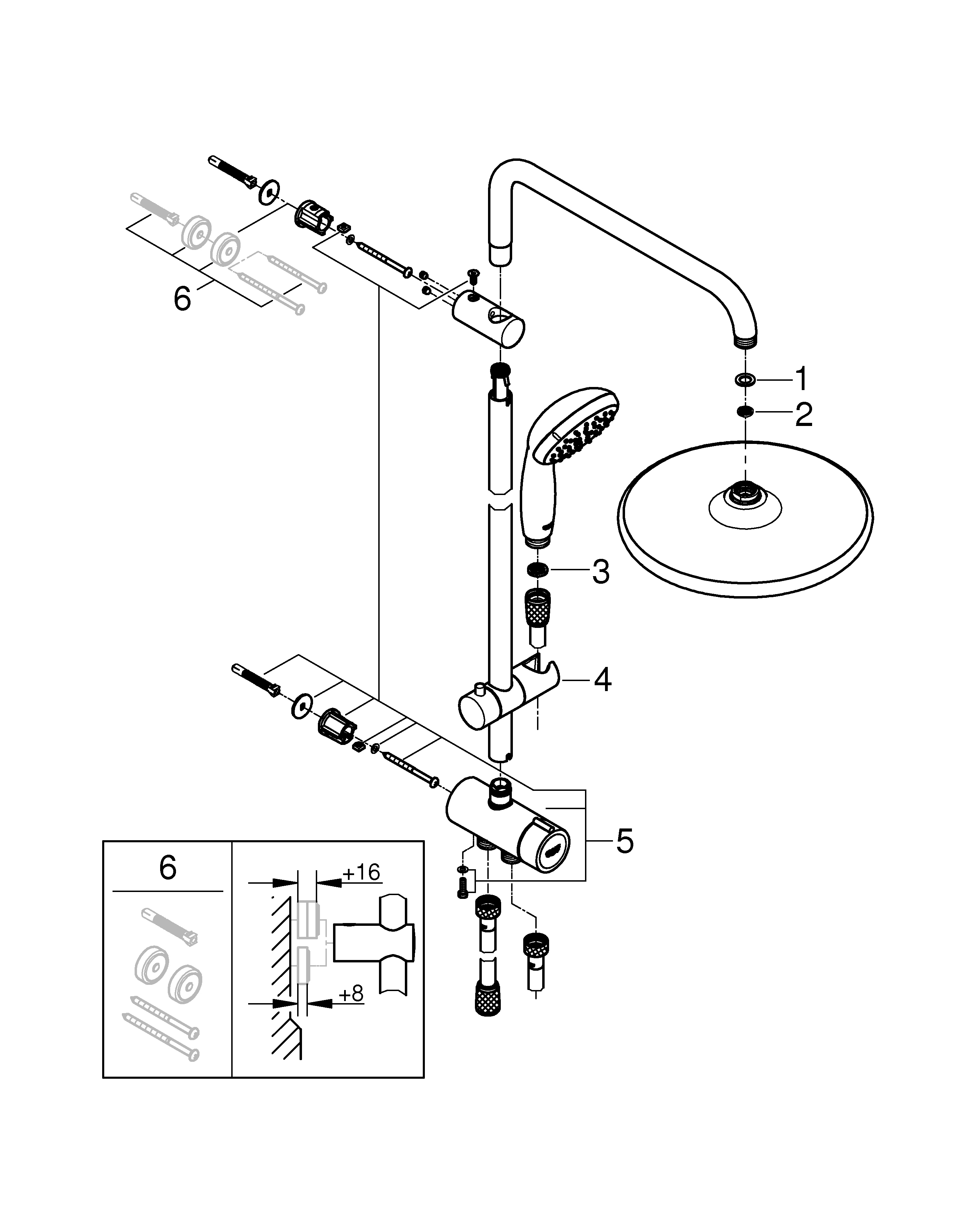 Grohe Kopfbrausesystem Vitalio Start 250 für bereits vorhandene Brausearmaturen