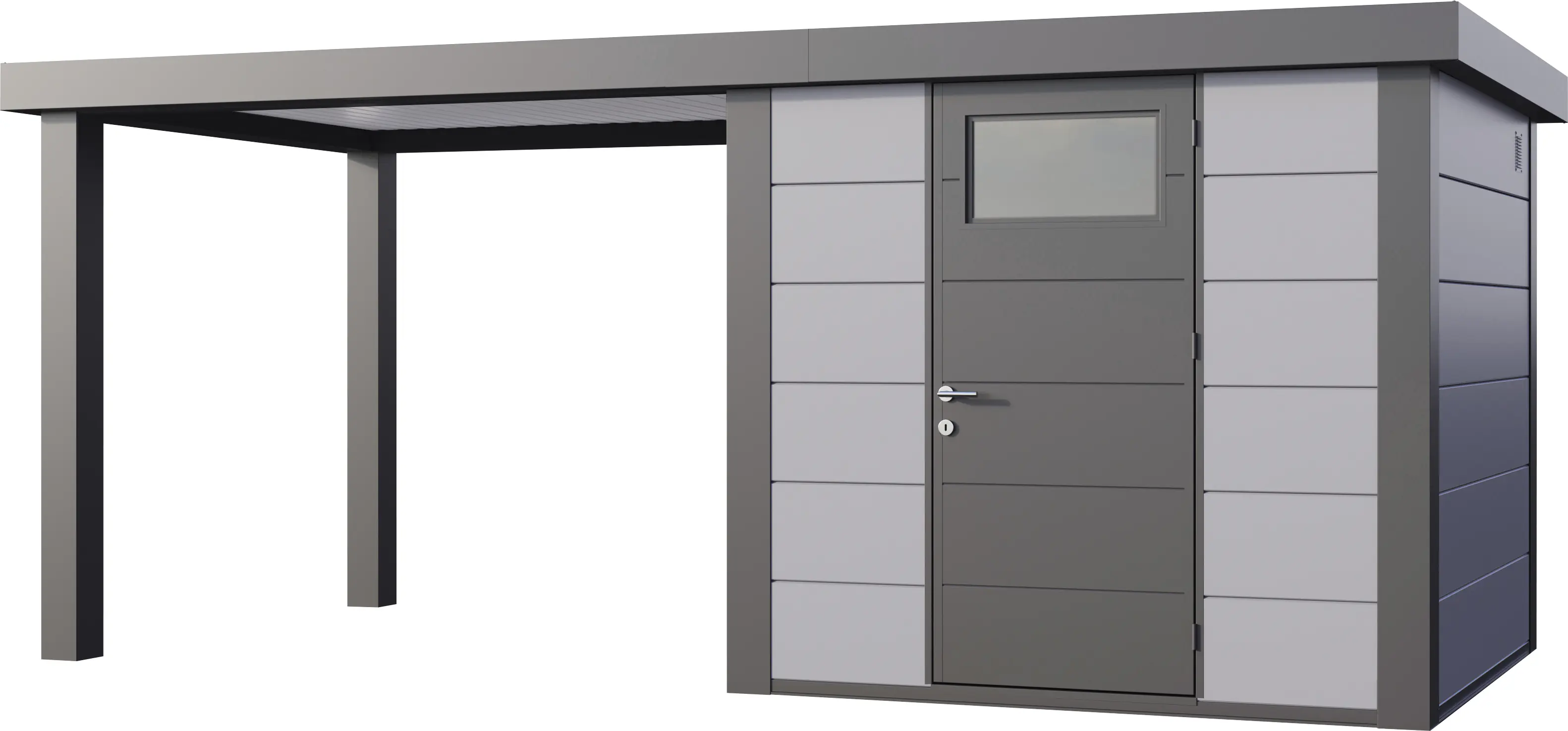 Telluria Gerätehaus Classico Open Lounge L 2424 links lichtgrau 522 x 238 cm