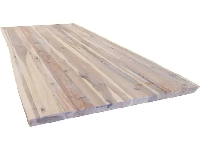 Tischplatte "Live Edge" Akazie massiv mit natürlicher Kante 200 x 90 cm 38 mm