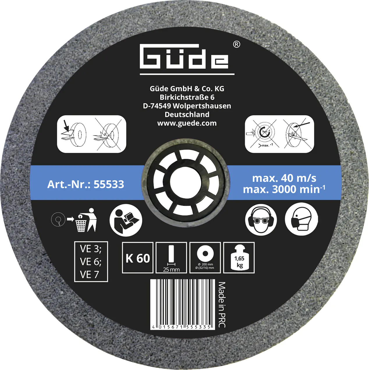 Güde Schleifscheibe K 60 200 x 25 x 32 mm