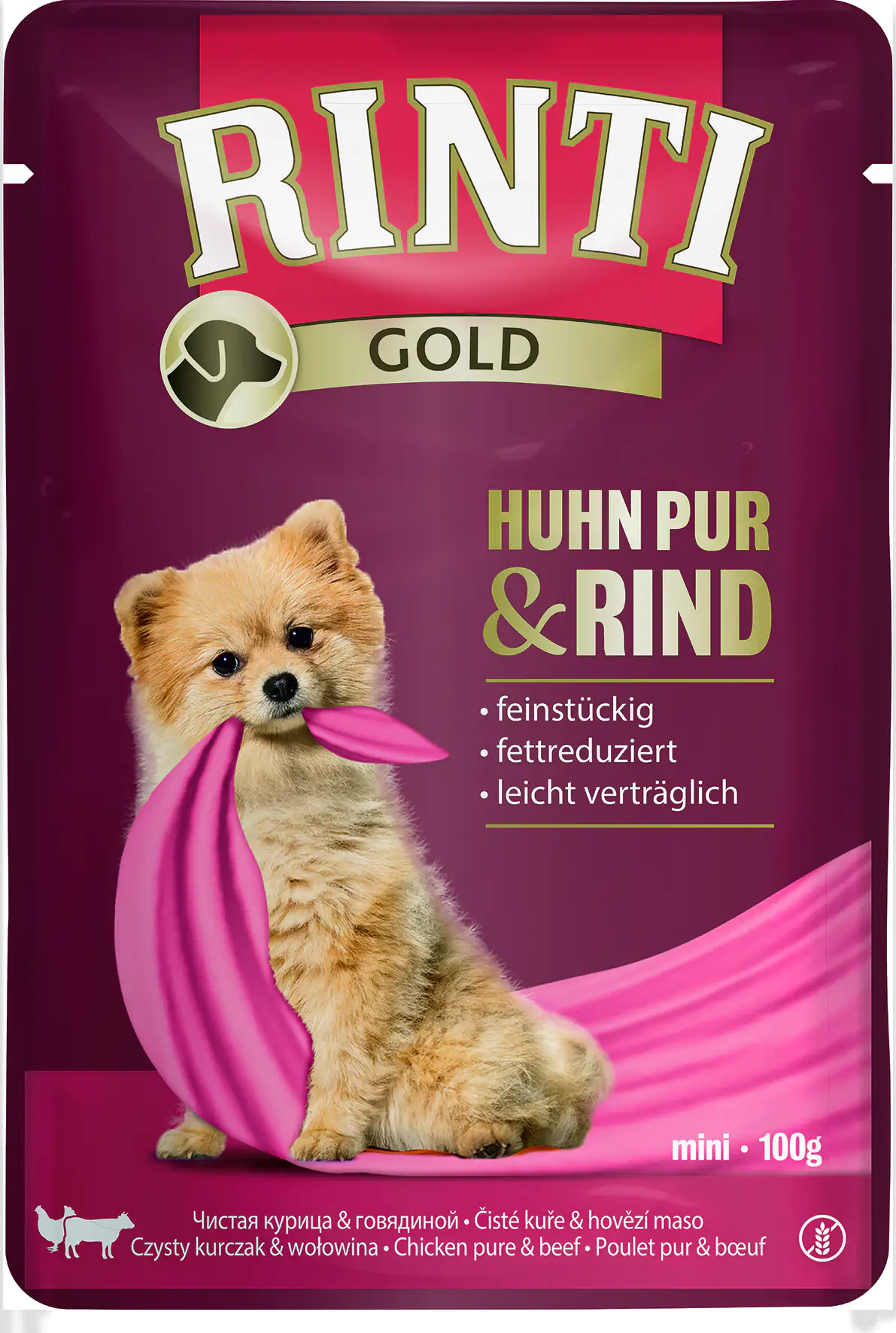 Rinti Gold Hundenassfutter Adult getreidefrei 100 g Huhn Pur & Rind