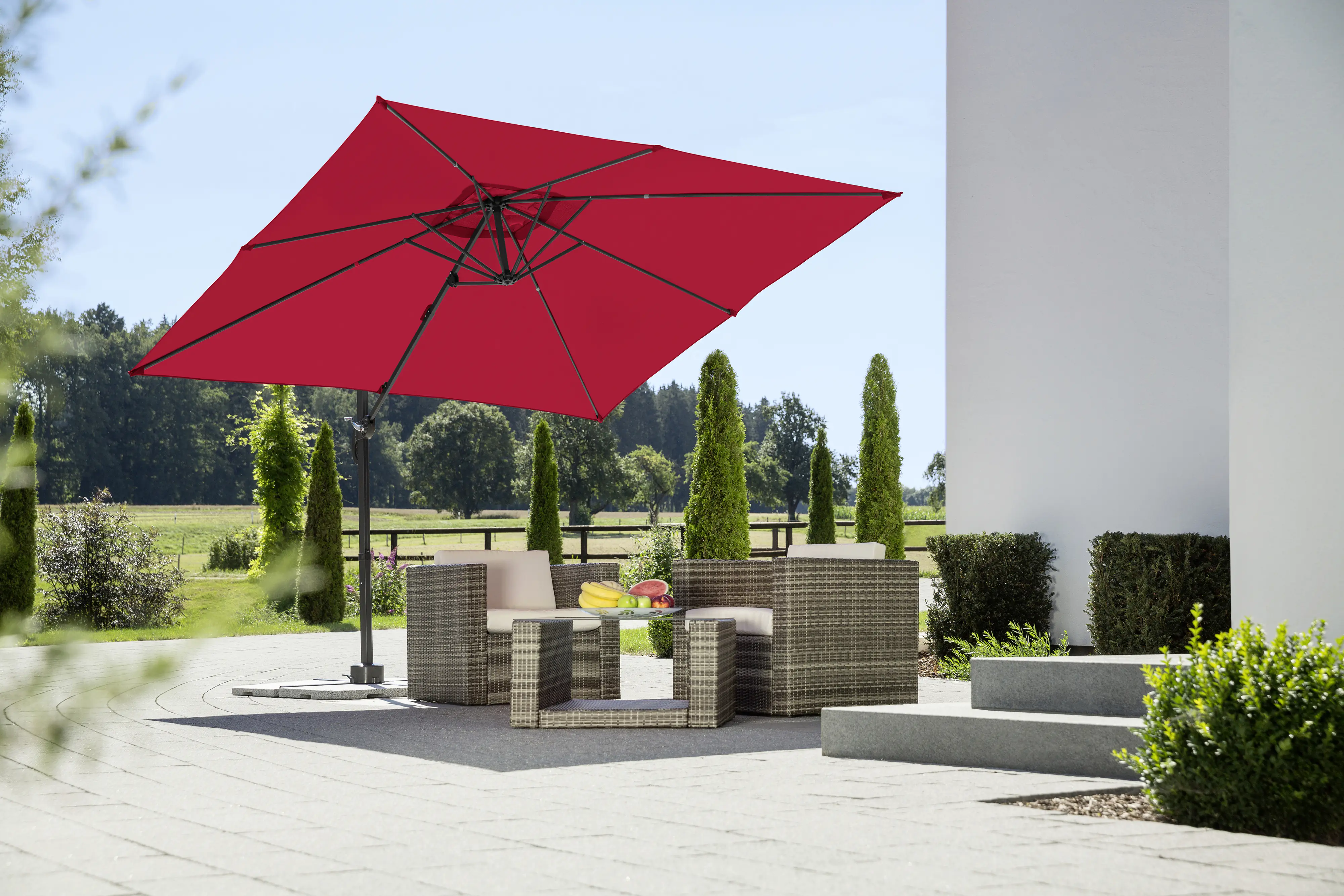 Schneider Sonnenschirm Rhodos Junior rot 270 x 270 cm inkl. Sonnenschirmhülle