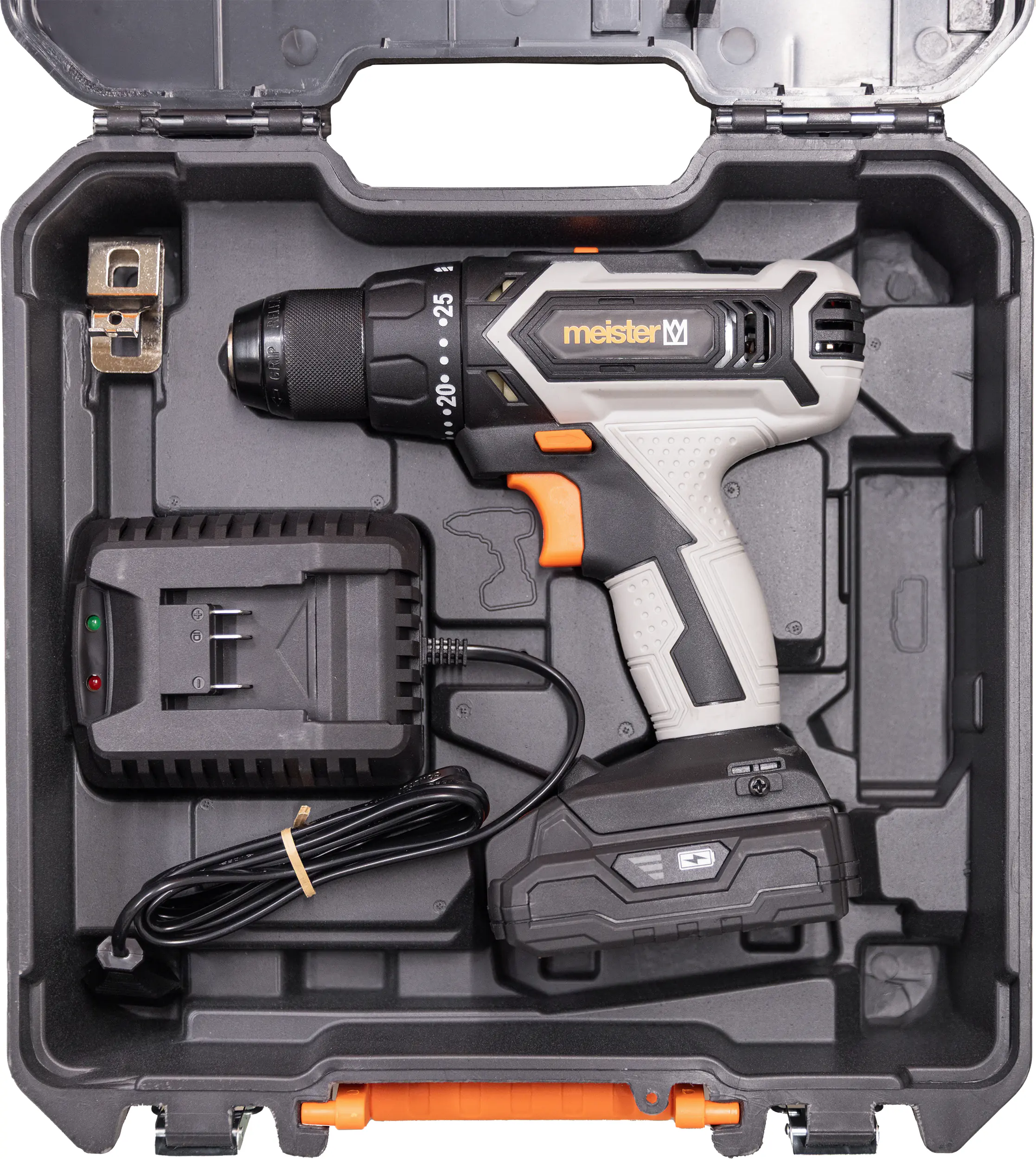 Meister Akku-Bohrschrauber-Set Mobile Werkstatt 20 V Akku, Ladegerät & Zubehör