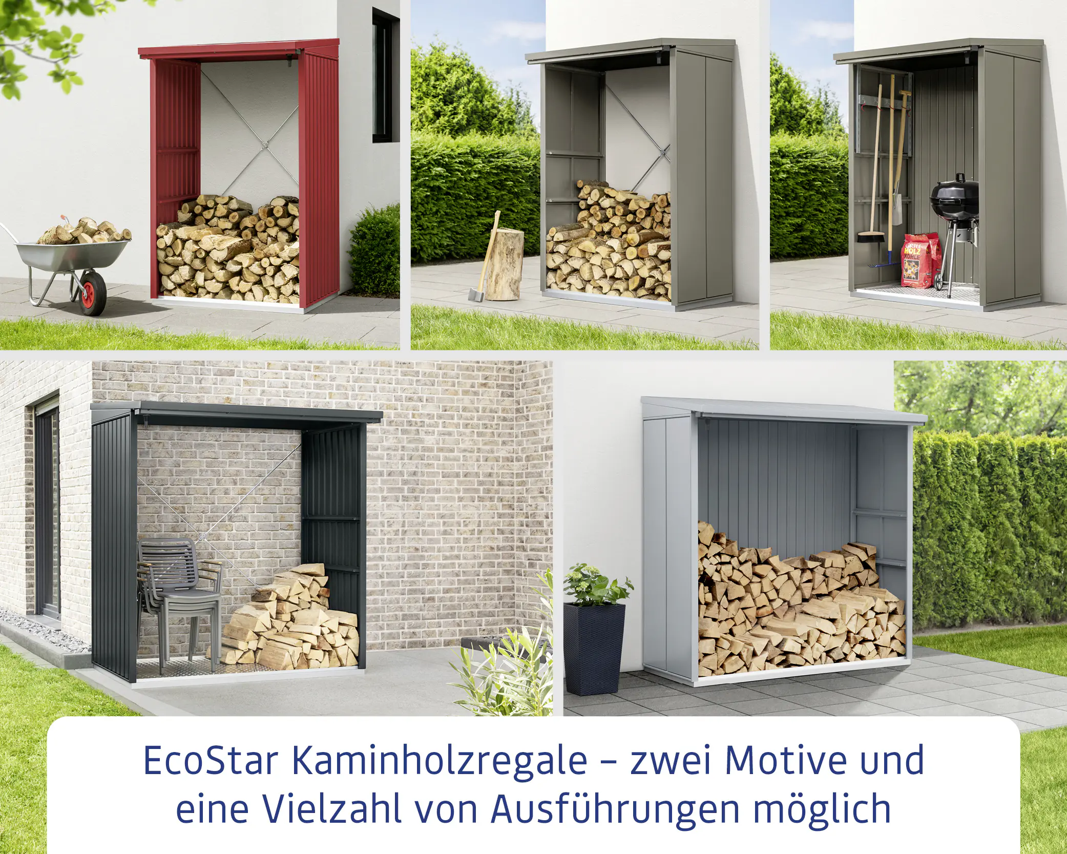 Ecostar Kaminholzregal Trend-V Typ 1, purpurrot, mit Verstrebung