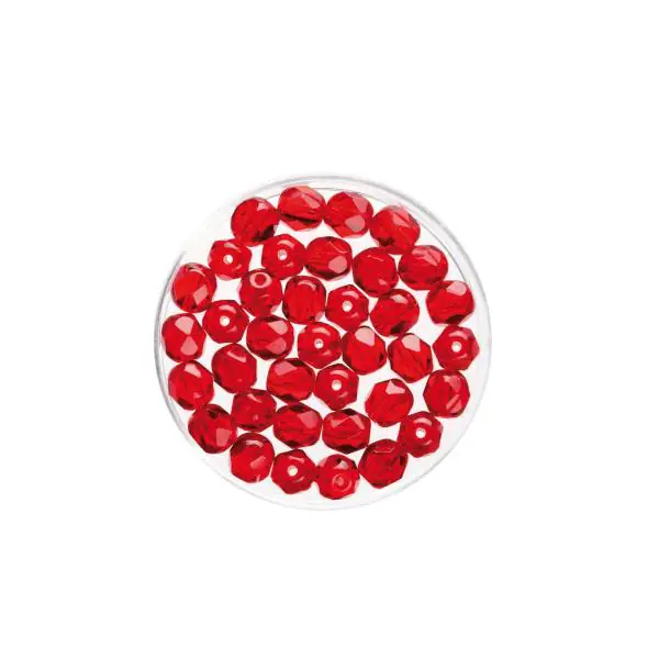 Glorex Glasschliff Perlen 6 mm 50 Stück, rubin