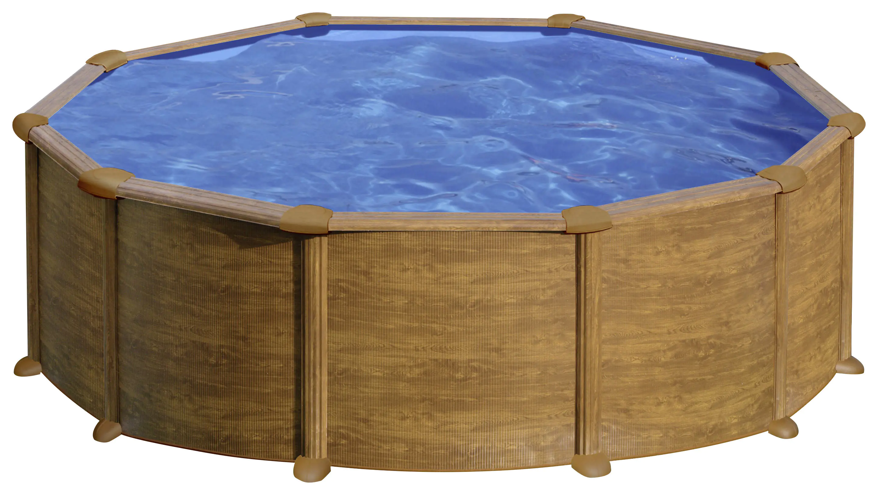 Gre Stahlwandpool Mauritius rund Ø 460 x 132 cm Holzdekor