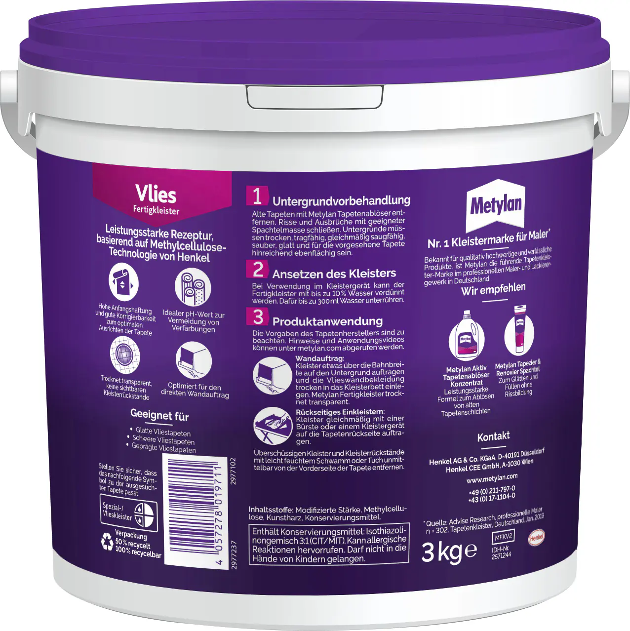 Henkel Metylan Vliestapetenkleister 3 kg