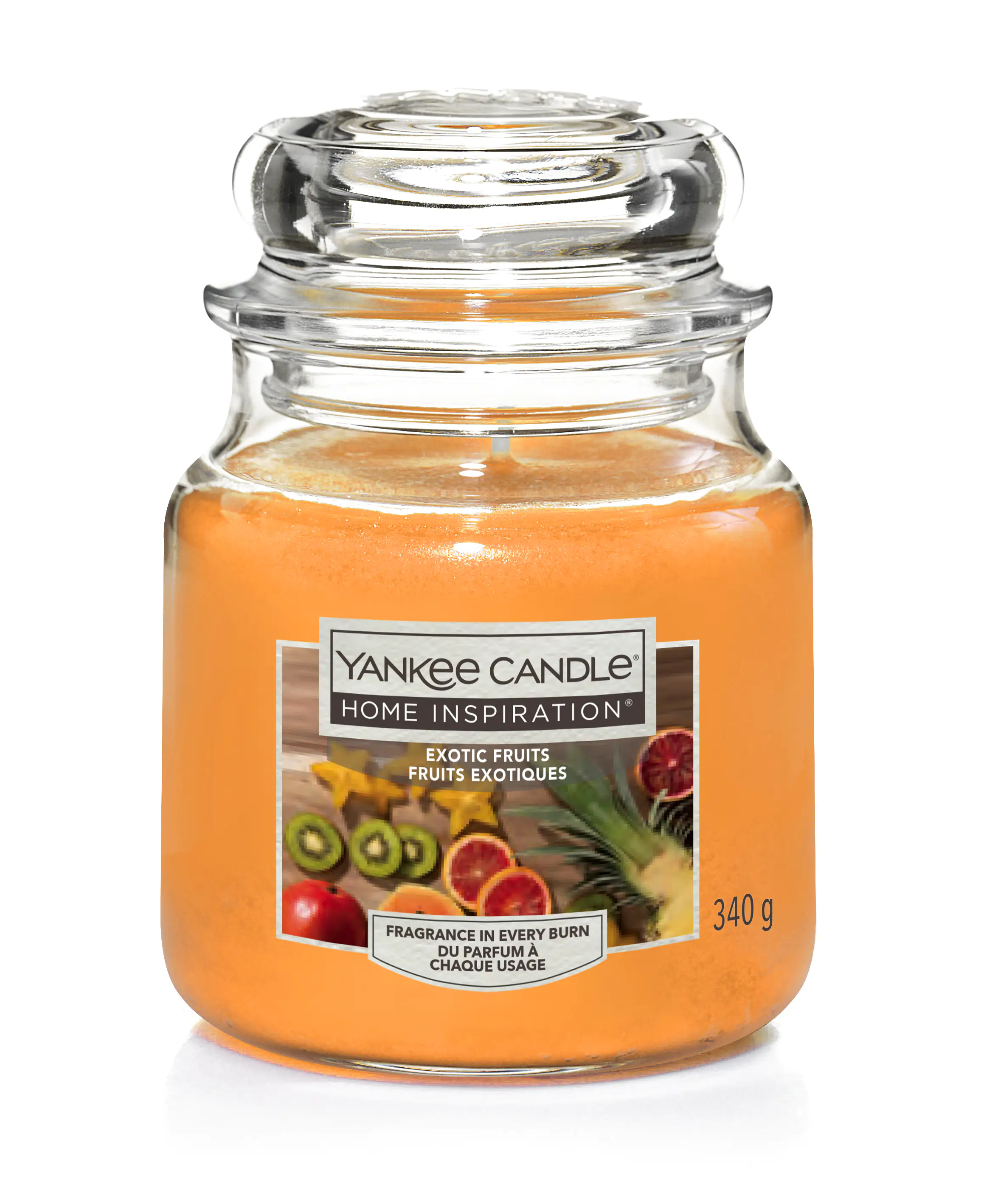 Yankee Candle Duftkerze Mittleres Glas Exotic Fruits 340 g, orange