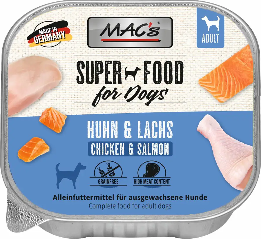 Macs Dog Hundenassfutter Adult getreidefrei 150 g Huhn & Lachs