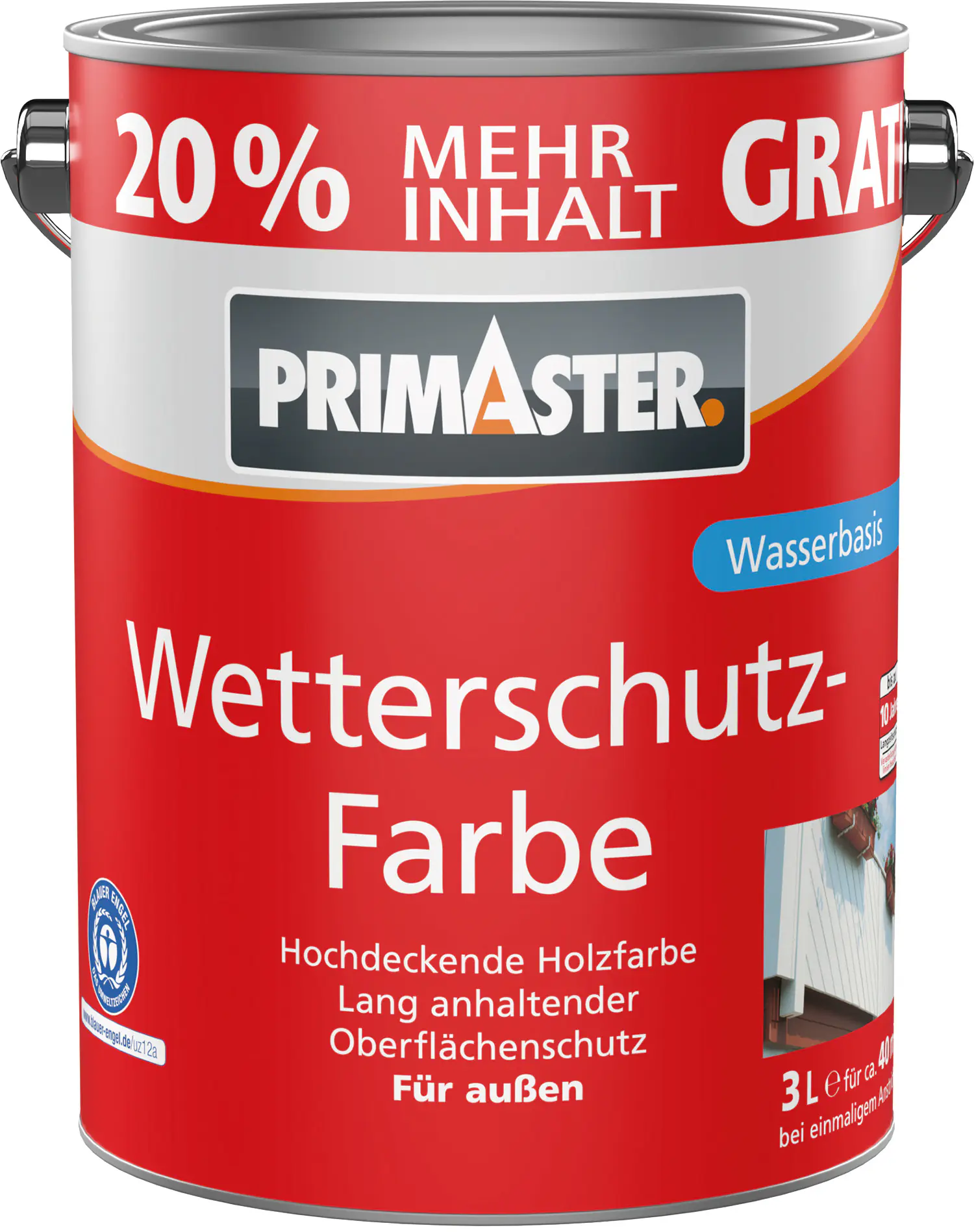 Produktbild:  Primaster Wetterschutzfarbe 3 L schwedenrot + 20% gratis