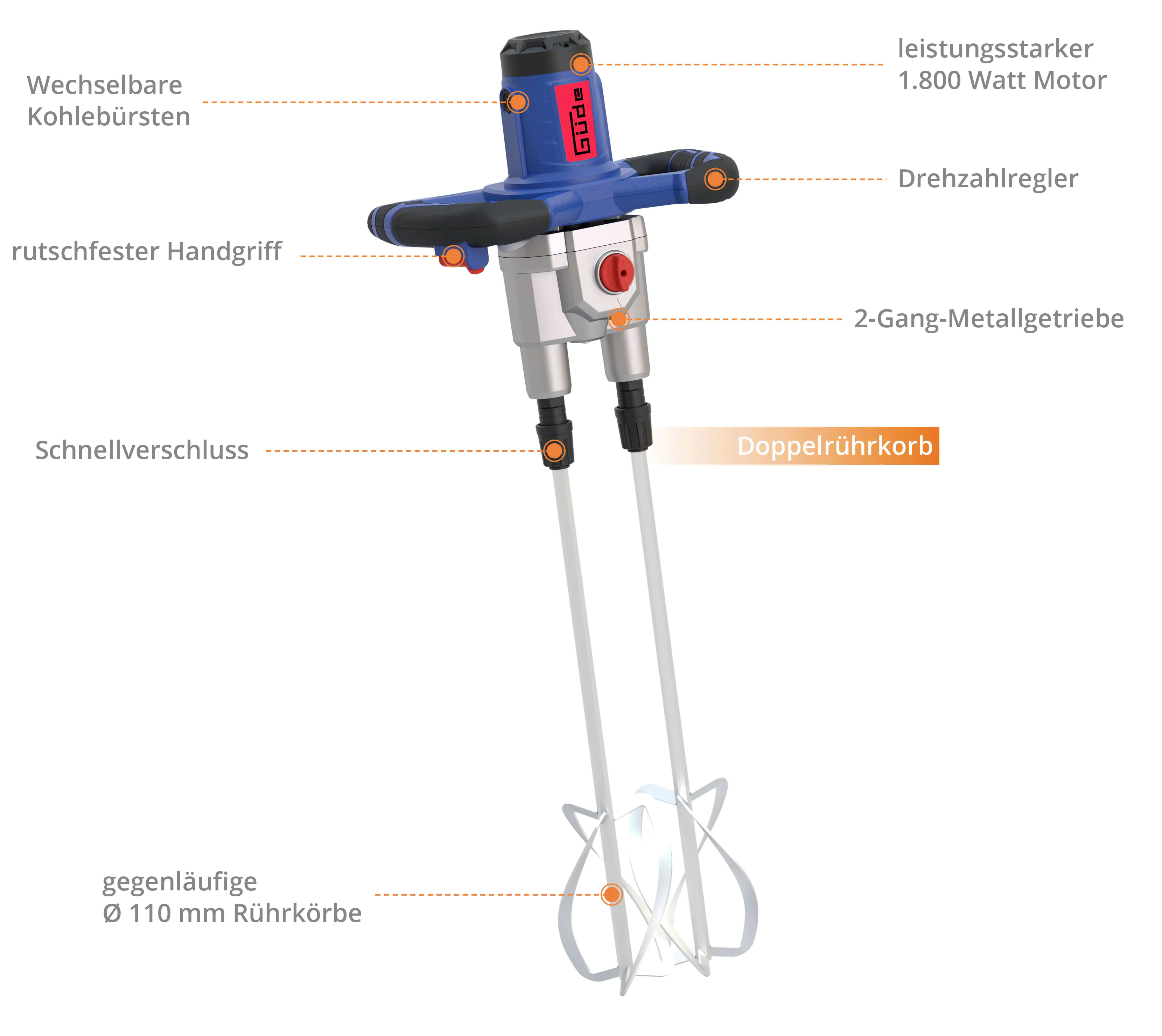 Güde Rührwerk GRW 1811.1 TWIN 1800 W