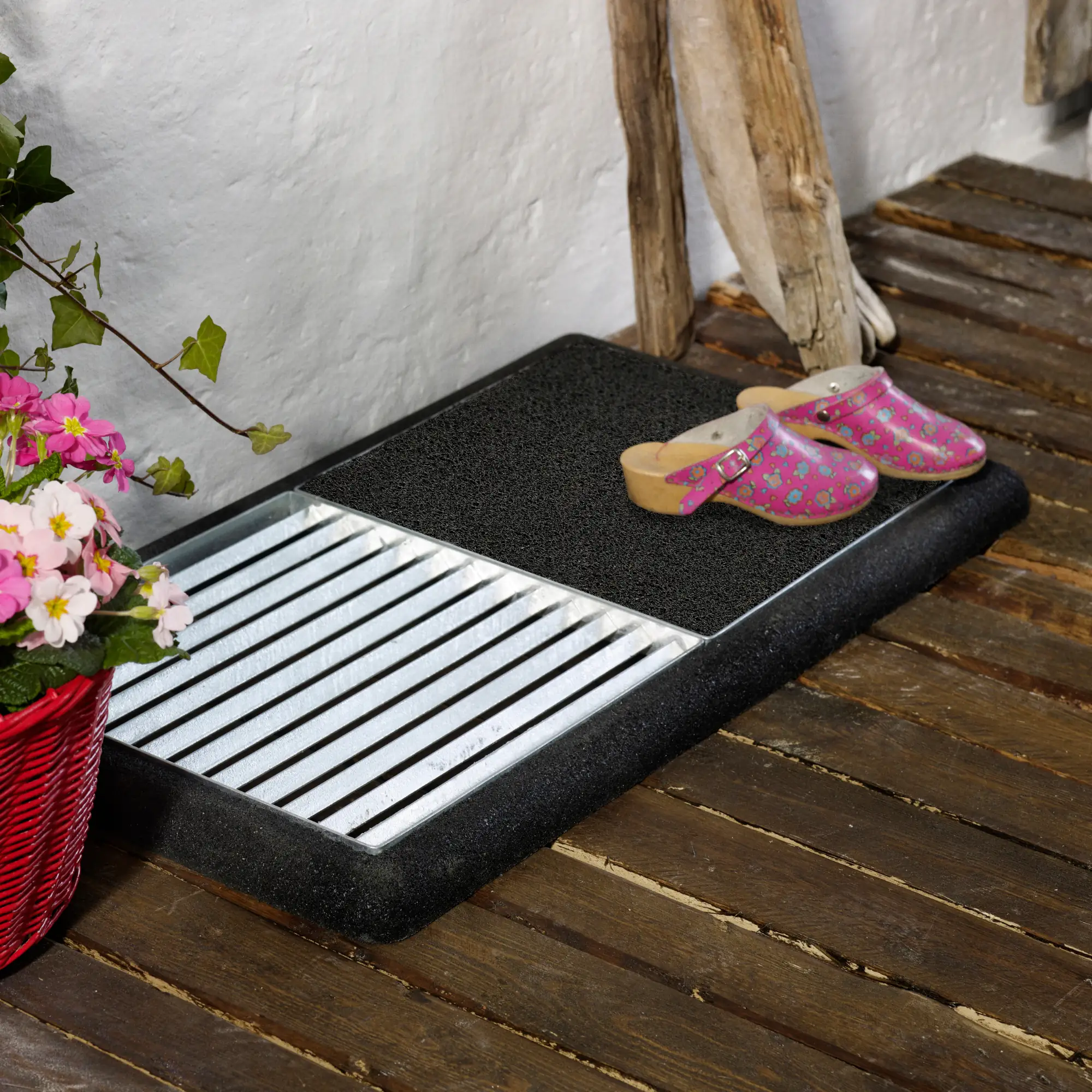 Plus Fußabtreter Cubic 48 x 88 cm mit Rahmen, Rost & Kunststoffmatte