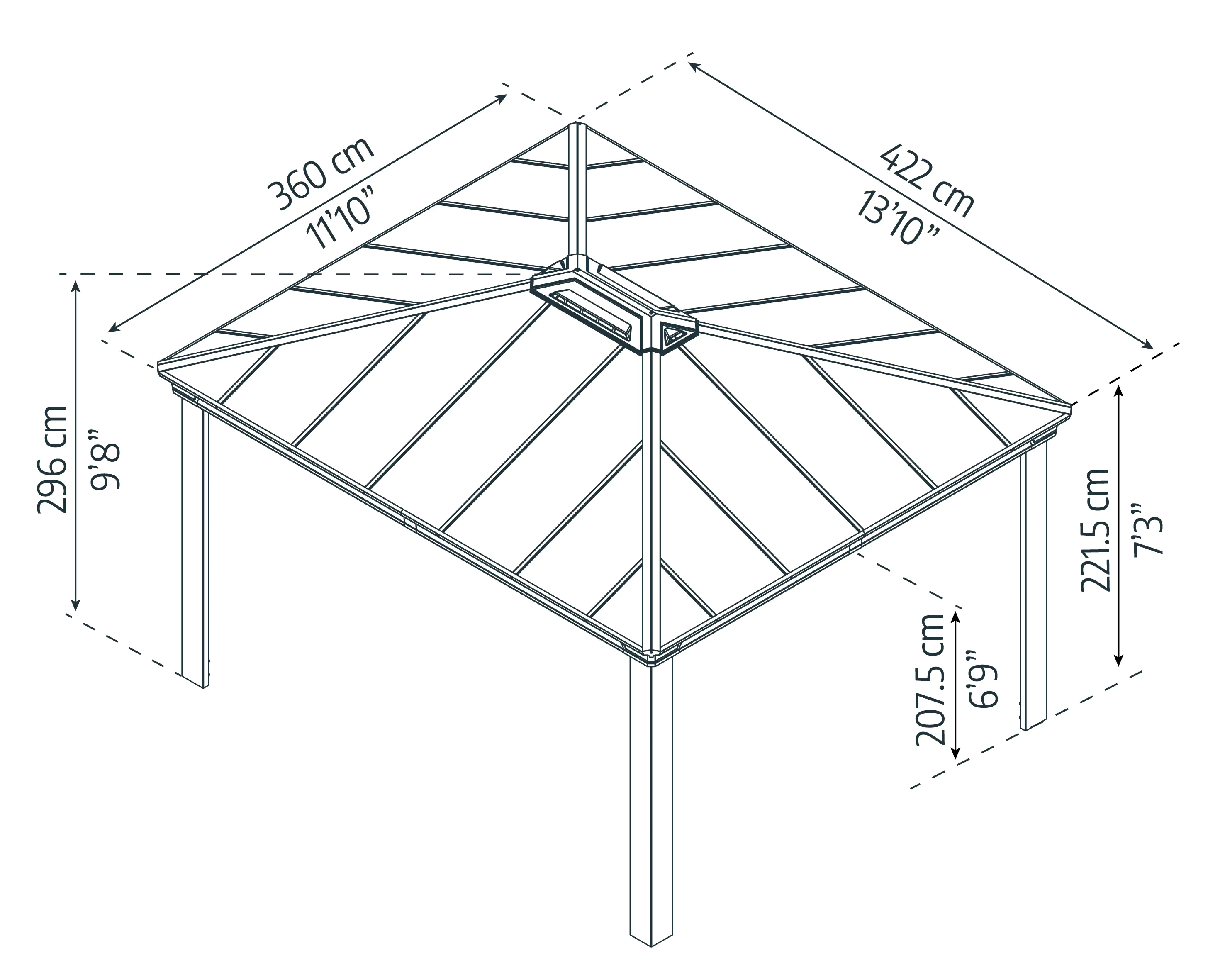 Canopia Pavillon Dallas 426 x 364 cm grau