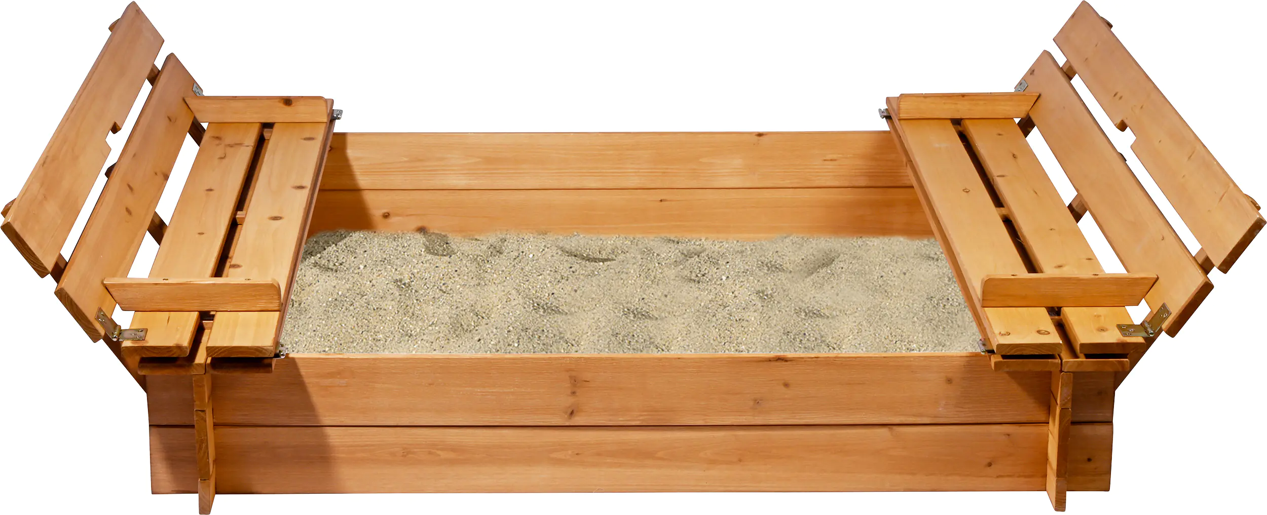 Dobar Sandkasten mit Sitzbänken und Deckel eckig 112 x 112 cm