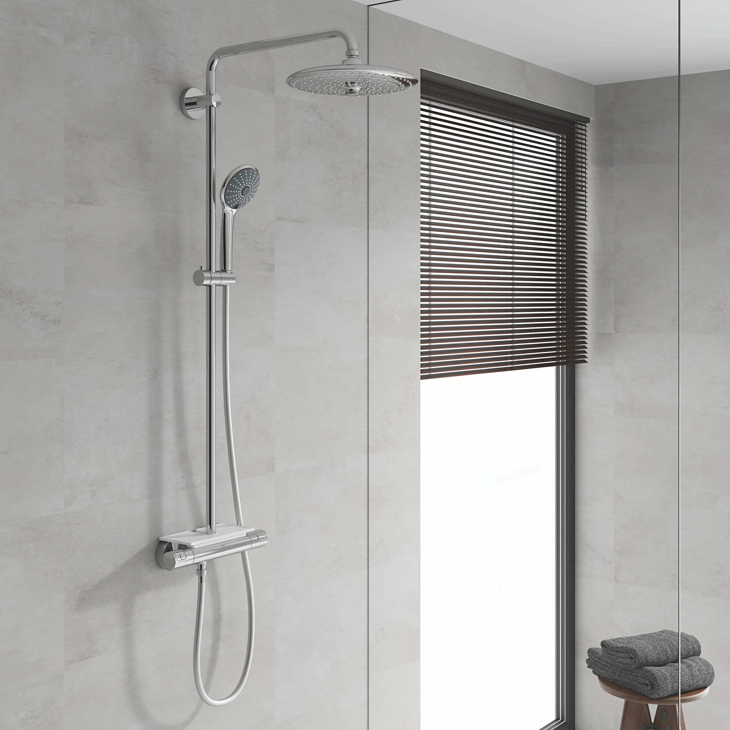 Grohe Kopfbrausesystem Vitalio Joy 260 verchromt, Aufputz-Thermostat mit Aquadimmer Funktion