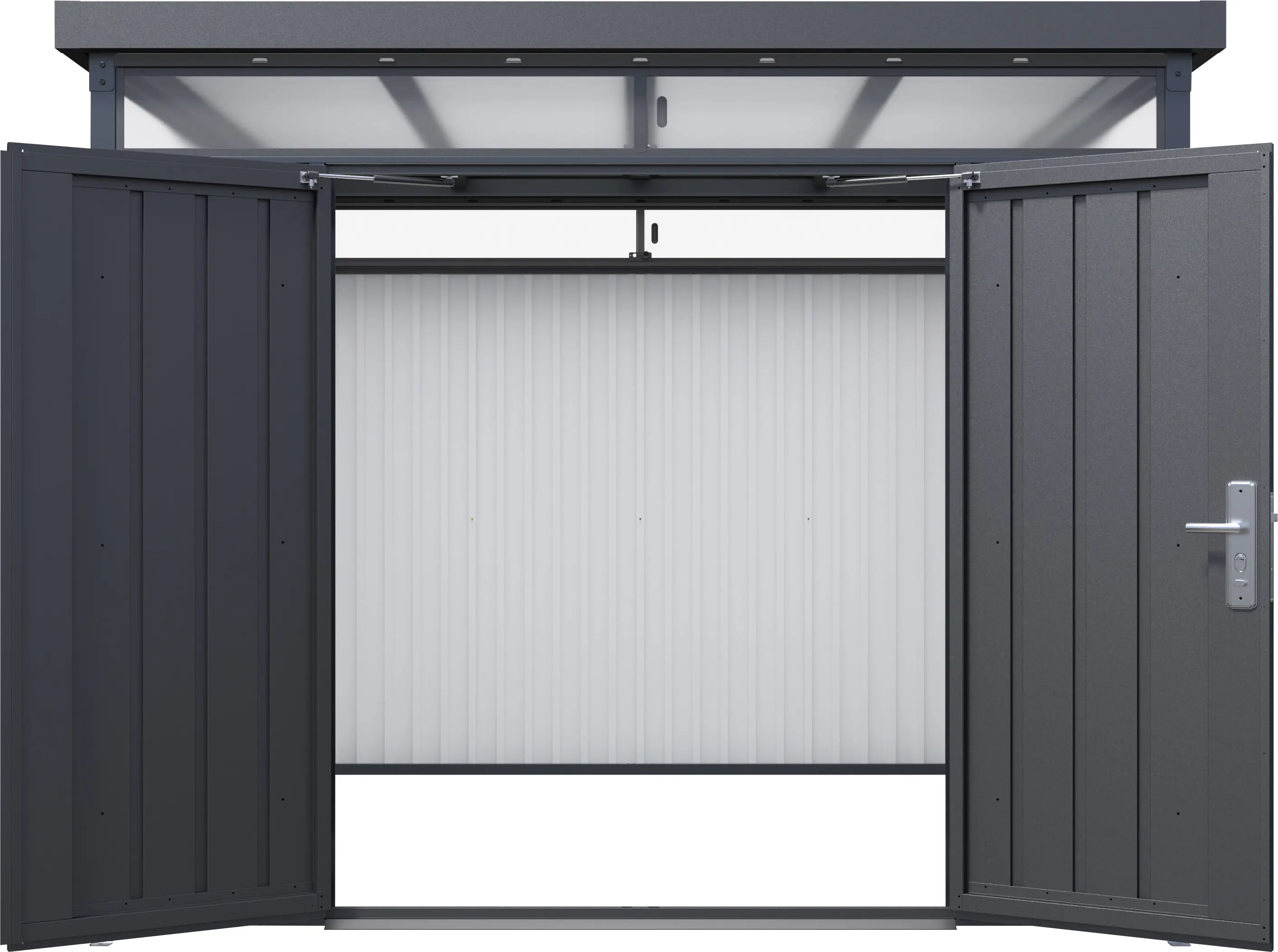 Floraworld Gerätehaus Premium Q10 Firstline schwarz-mettalic 314 x 314 cm