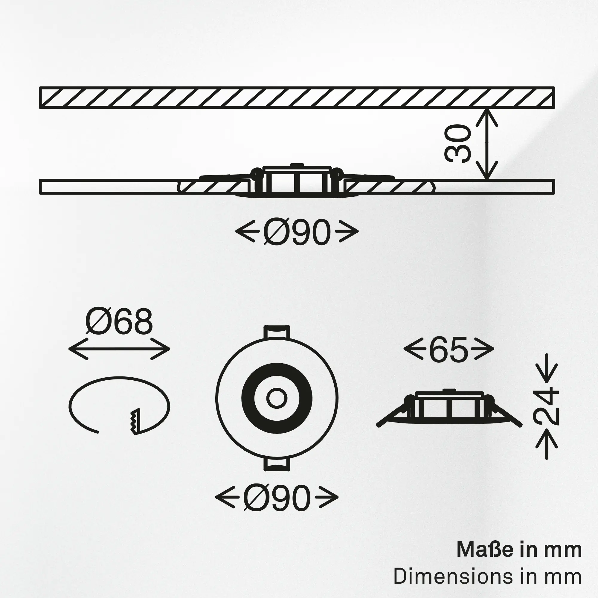 Briloner LED Einbauleuchten Dimara Ø 9 x 2,4 cm warmweiß/neutralweiß schwarz dimmbar 3er-Set
