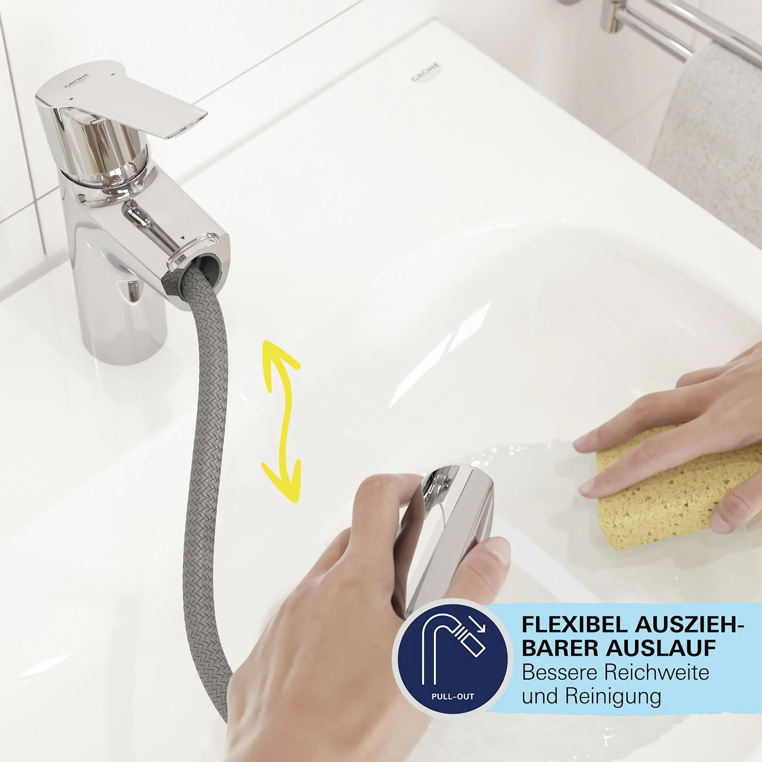 Grohe Quickfix Waschtischarmatur Start M-Size verchromt ausziehbar