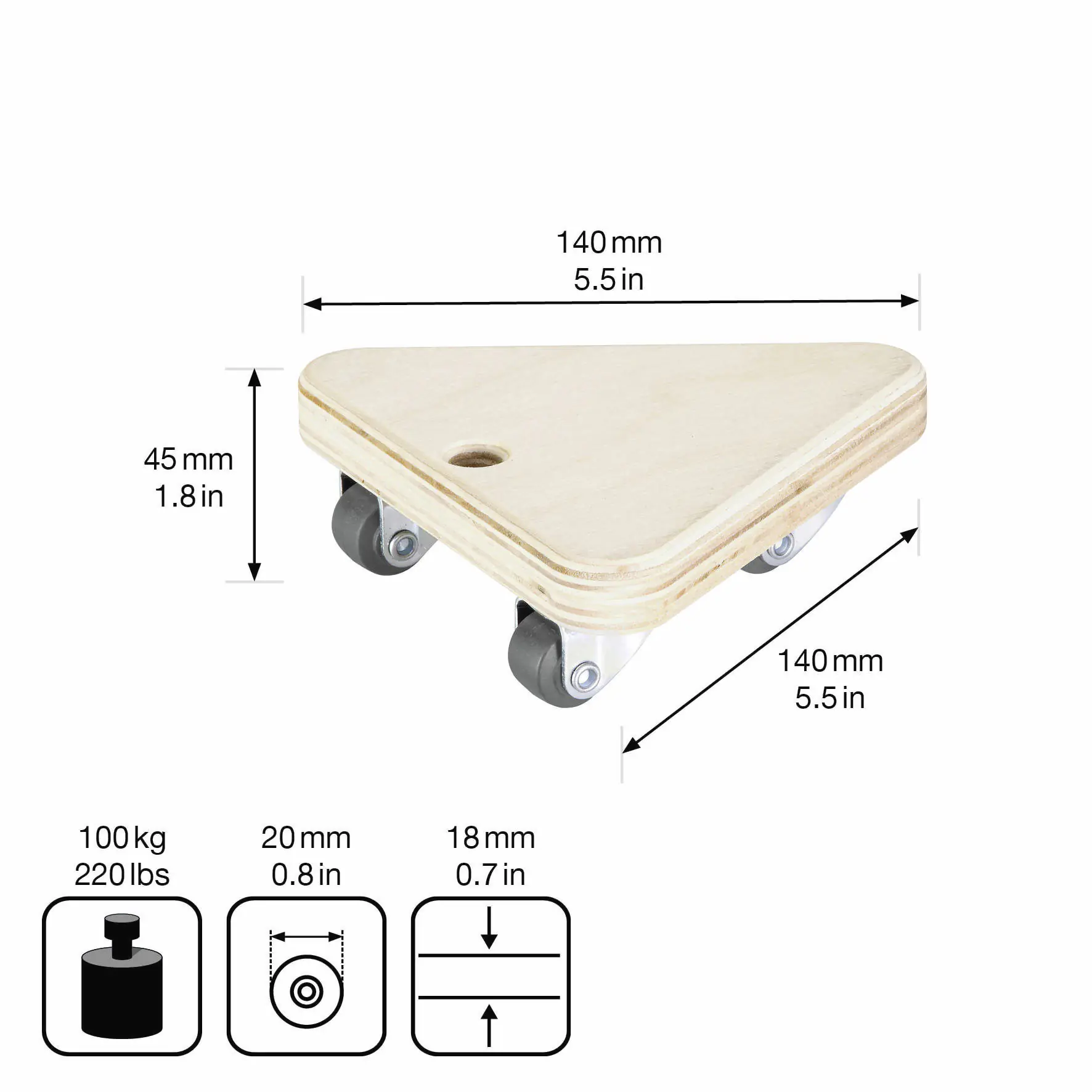 Wagner Transportroller 14 x 14 cm Traglast 100 kg