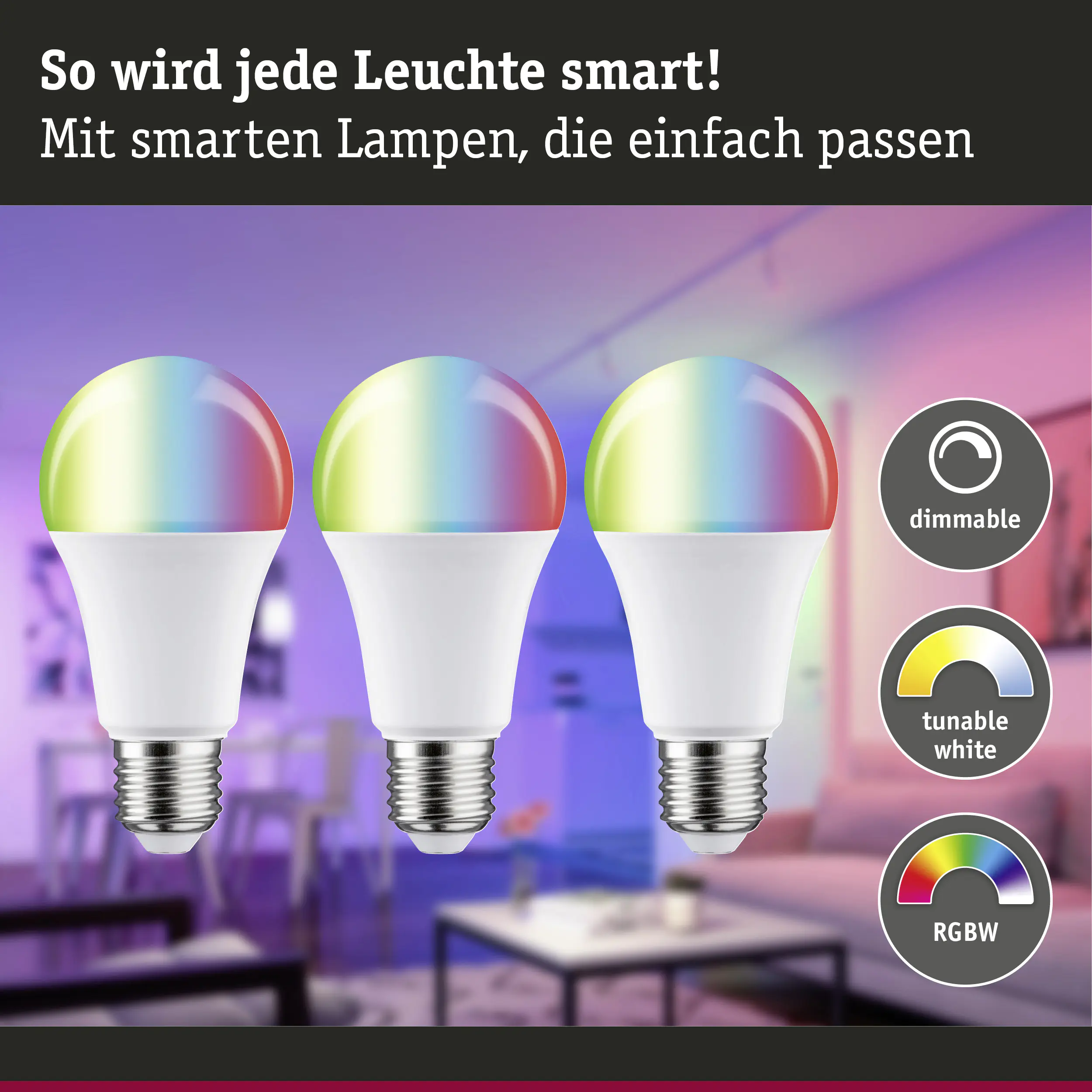 Paulmann LED Leuchtmittel ZigBee E27 11 W RGBW 3er-Pack