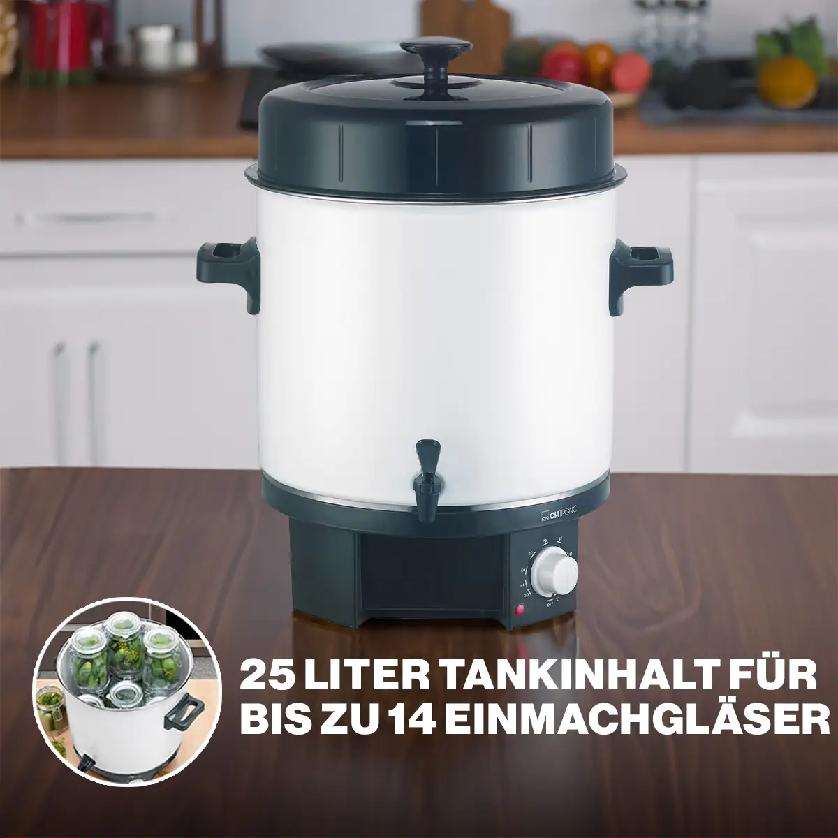 Clatronic Glühwein und Einkochautomat EKA 3338, 25 Liter Tankinhalt