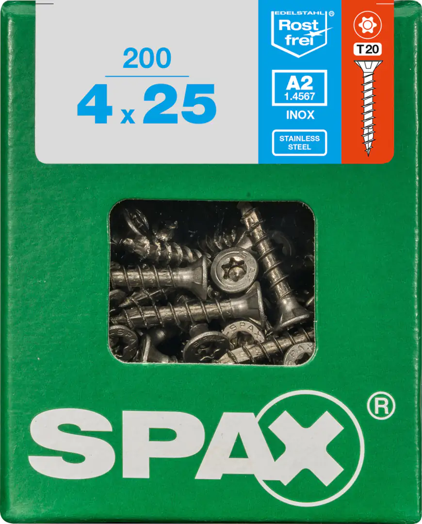 Spax Universalschrauben 4.0 x 25 mm TX 20 - 200 Stück Edelstahl