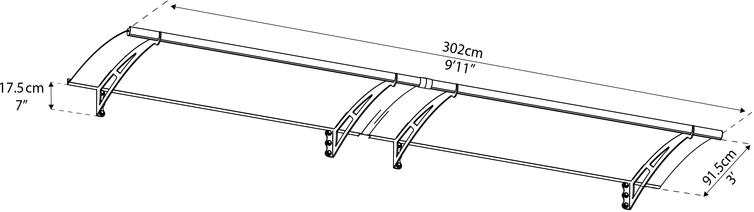 Canopia Vordach Aquila  302 x 91,5 cm anthrazit