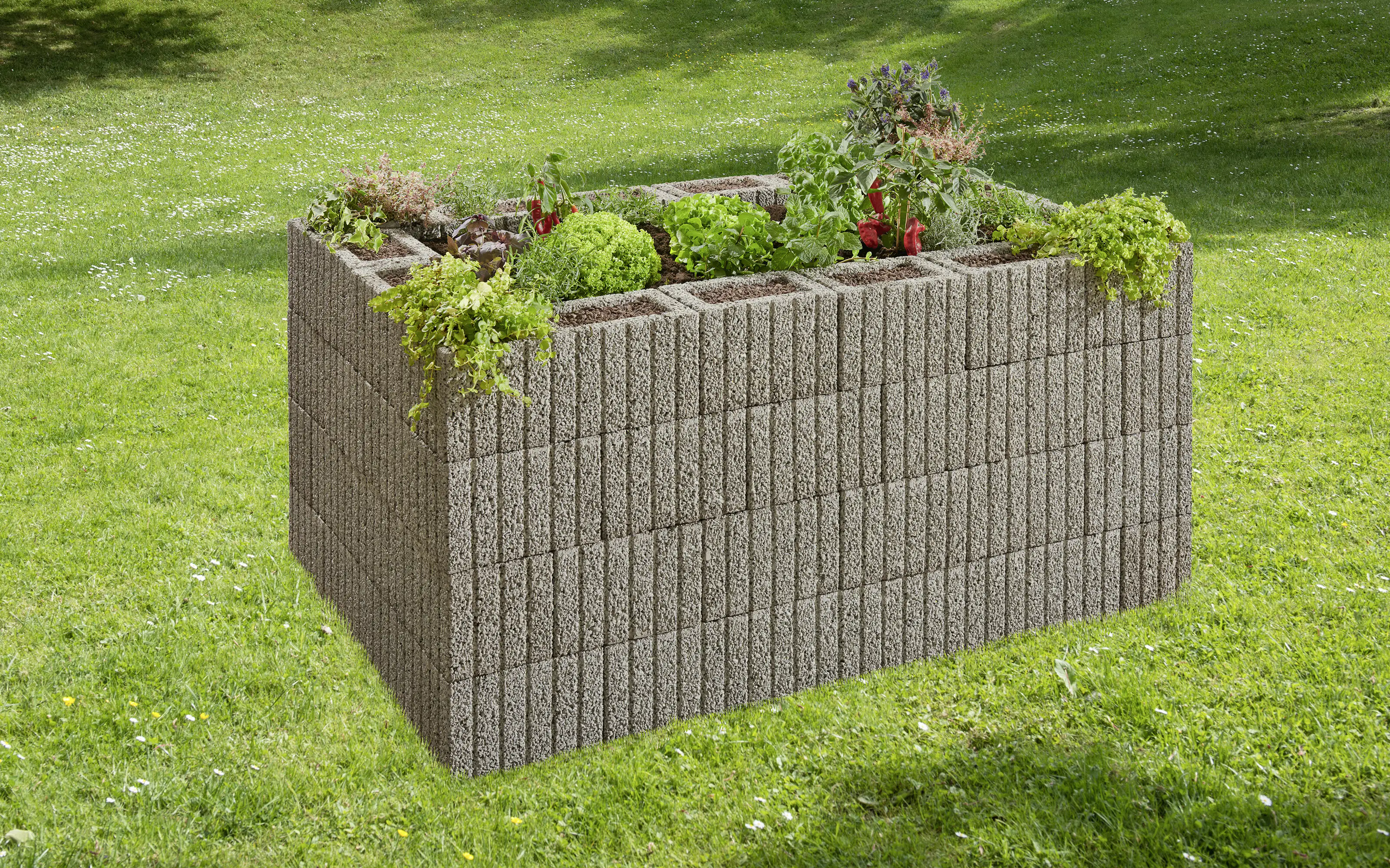 Kann Hochbeet-Set Pflanzstein Mini 170 x 110 x 80 cm grau