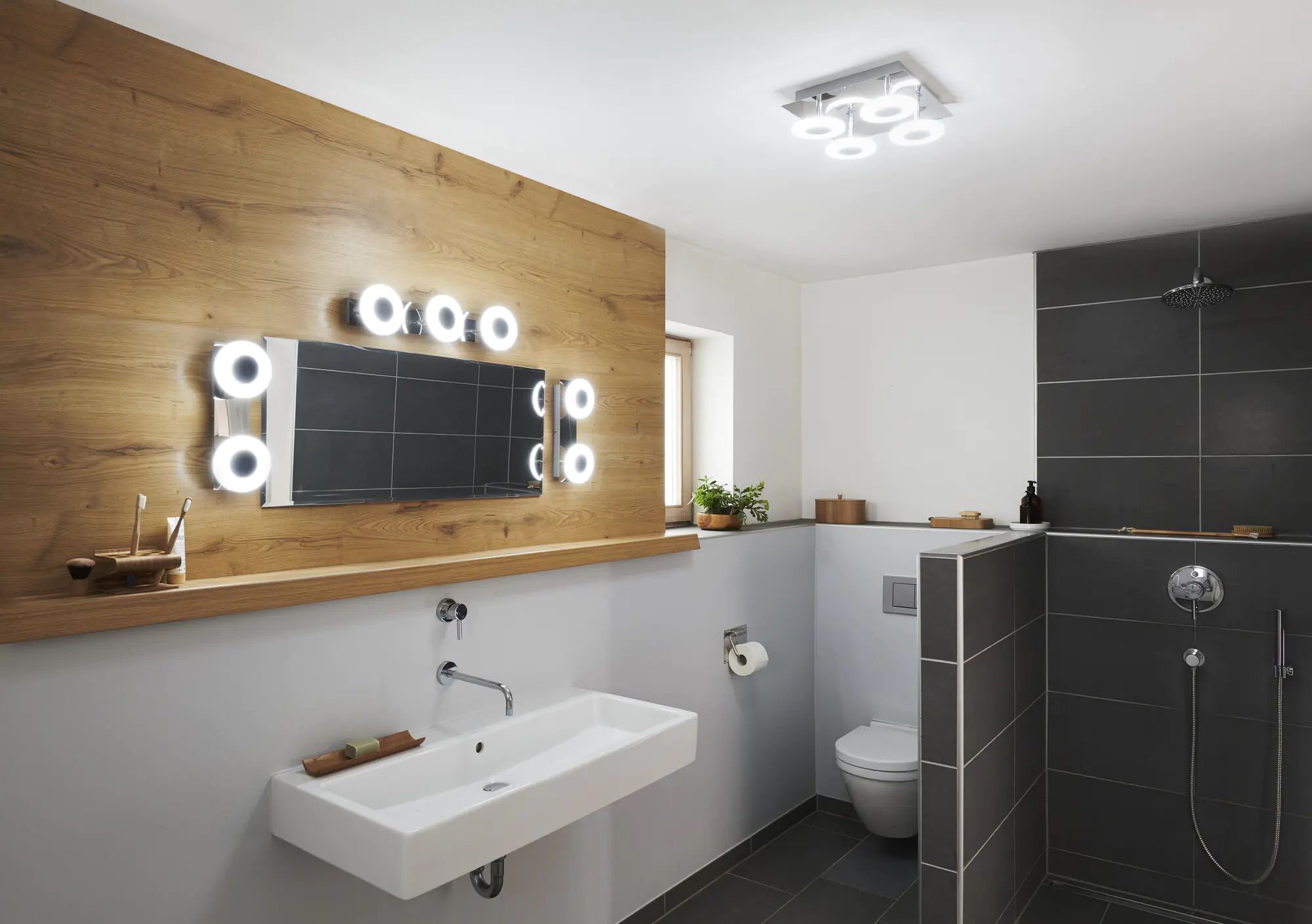 Ledvance Smart+ LED Badleuchte Orbis Wave silber Ø 20 cm 8 W dimmbar