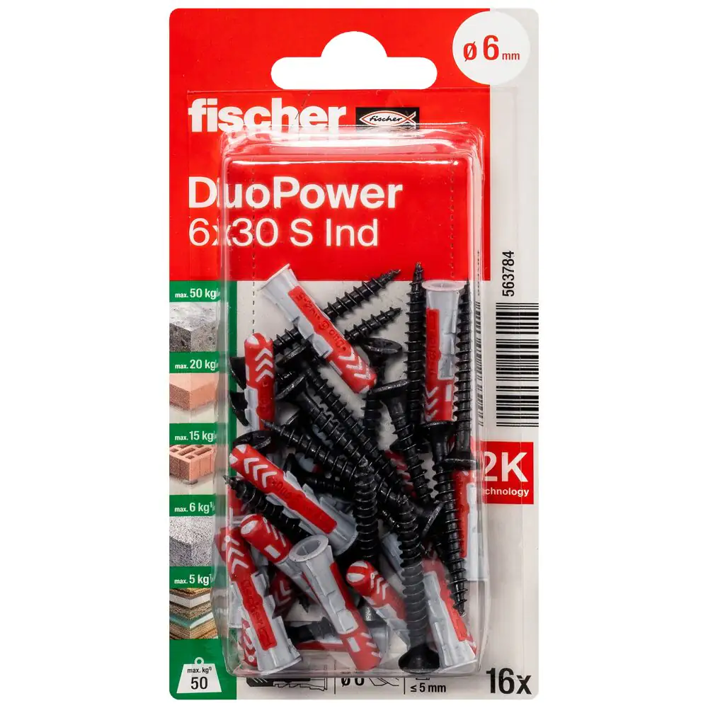 fischer Dübel DuoPower 6 x 30 mm - 16 Stück