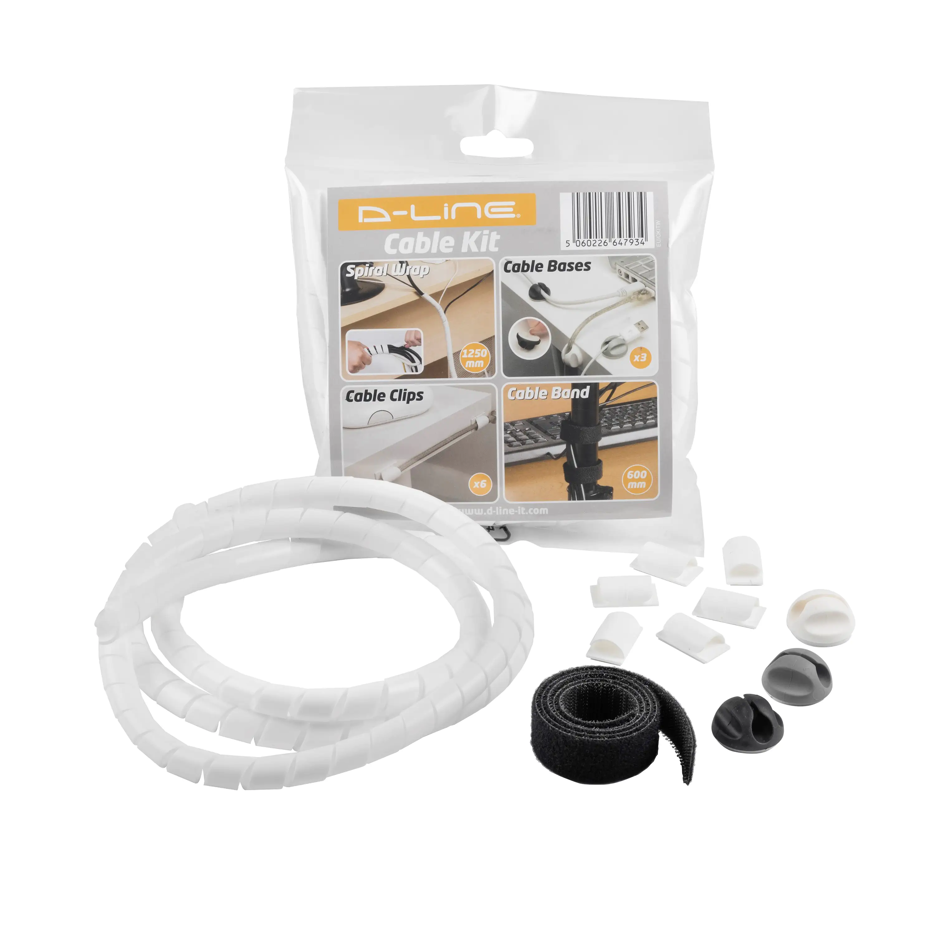 D-Line Kabelmanagement-Set weiß 11-teilig