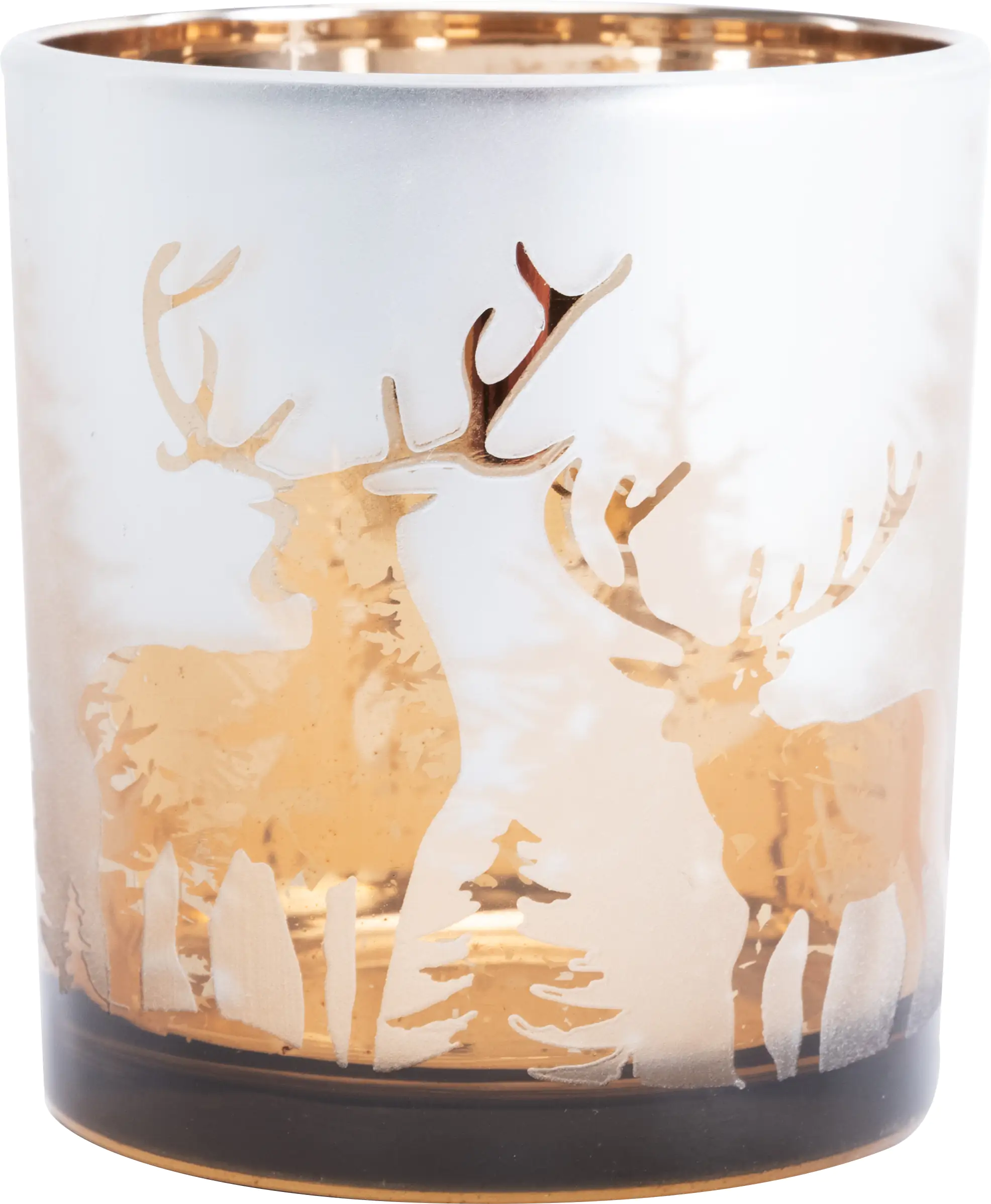 TrendLine Windlicht Glas Rentier Ø 7 cm weiß-gold