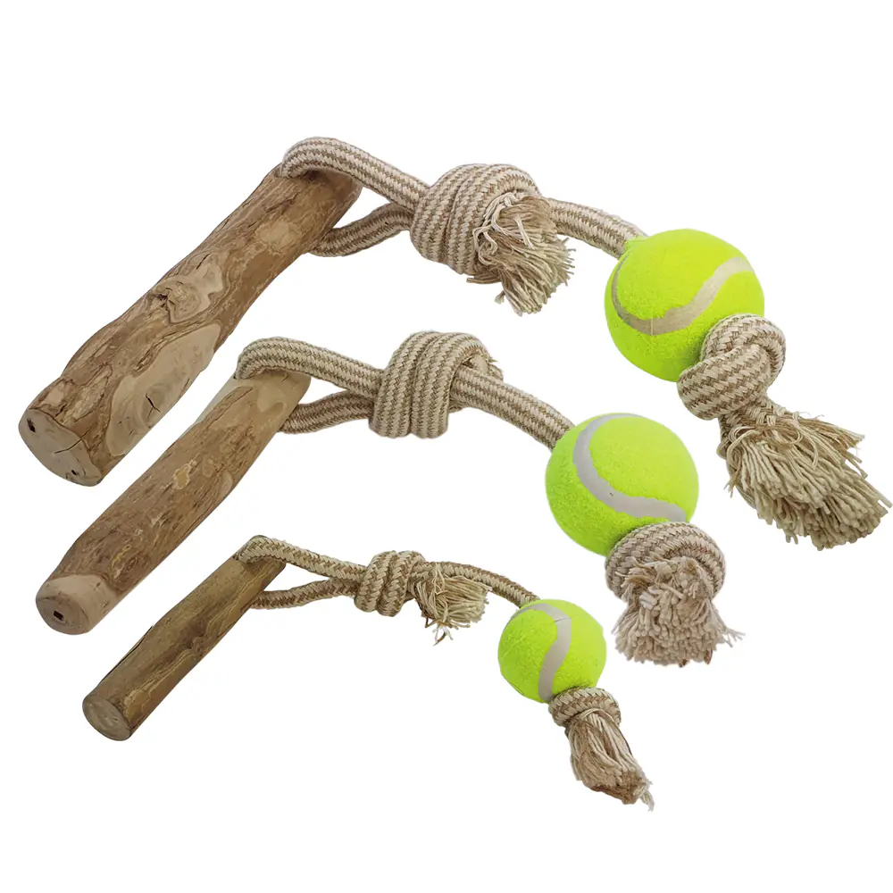 Nobby Hundespielzeug Kaffeeholz mit Seil und Ball ca. 40 cm