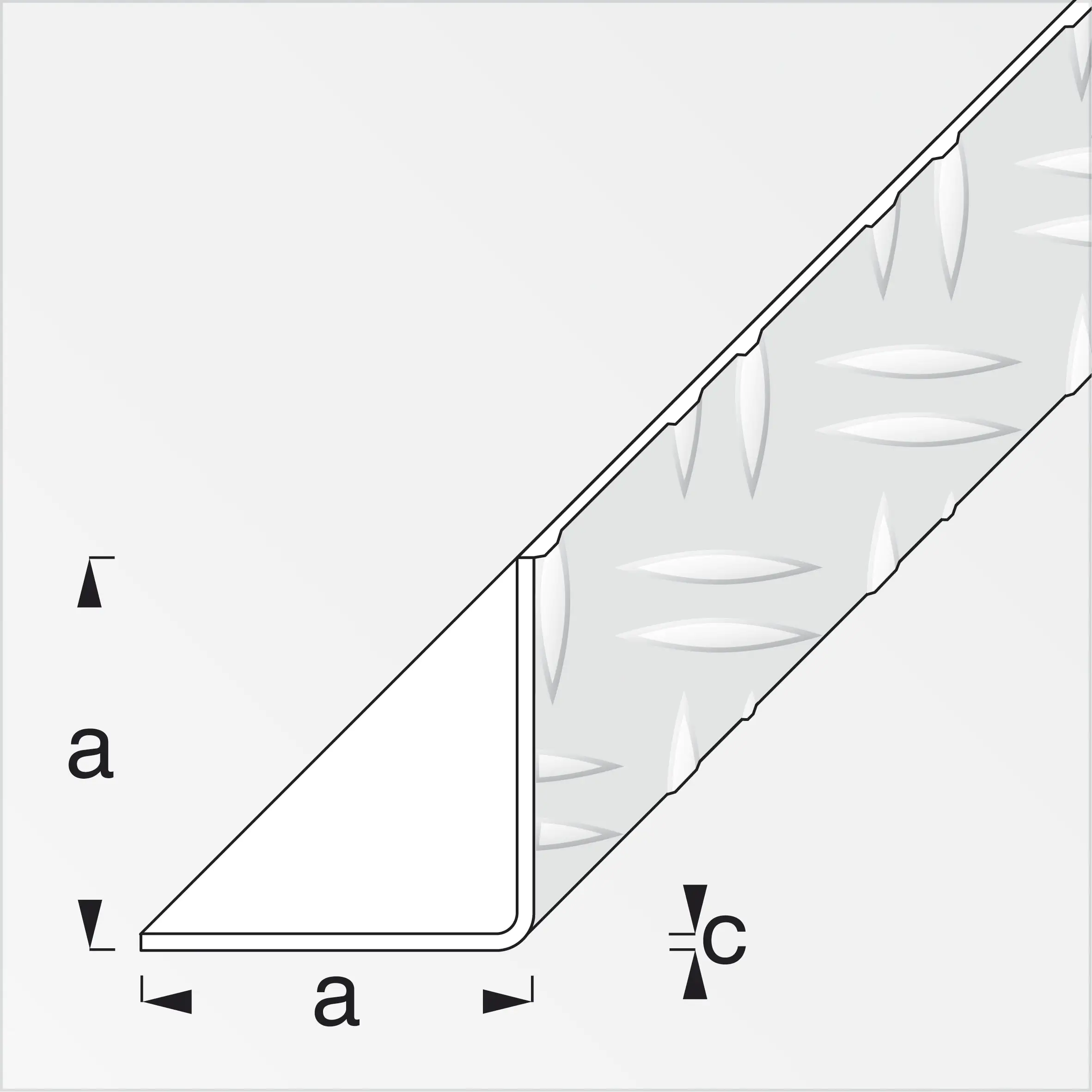 alfer Winkel 2.5 m, 35.5 x 35.5 mm Aluminium roh blank