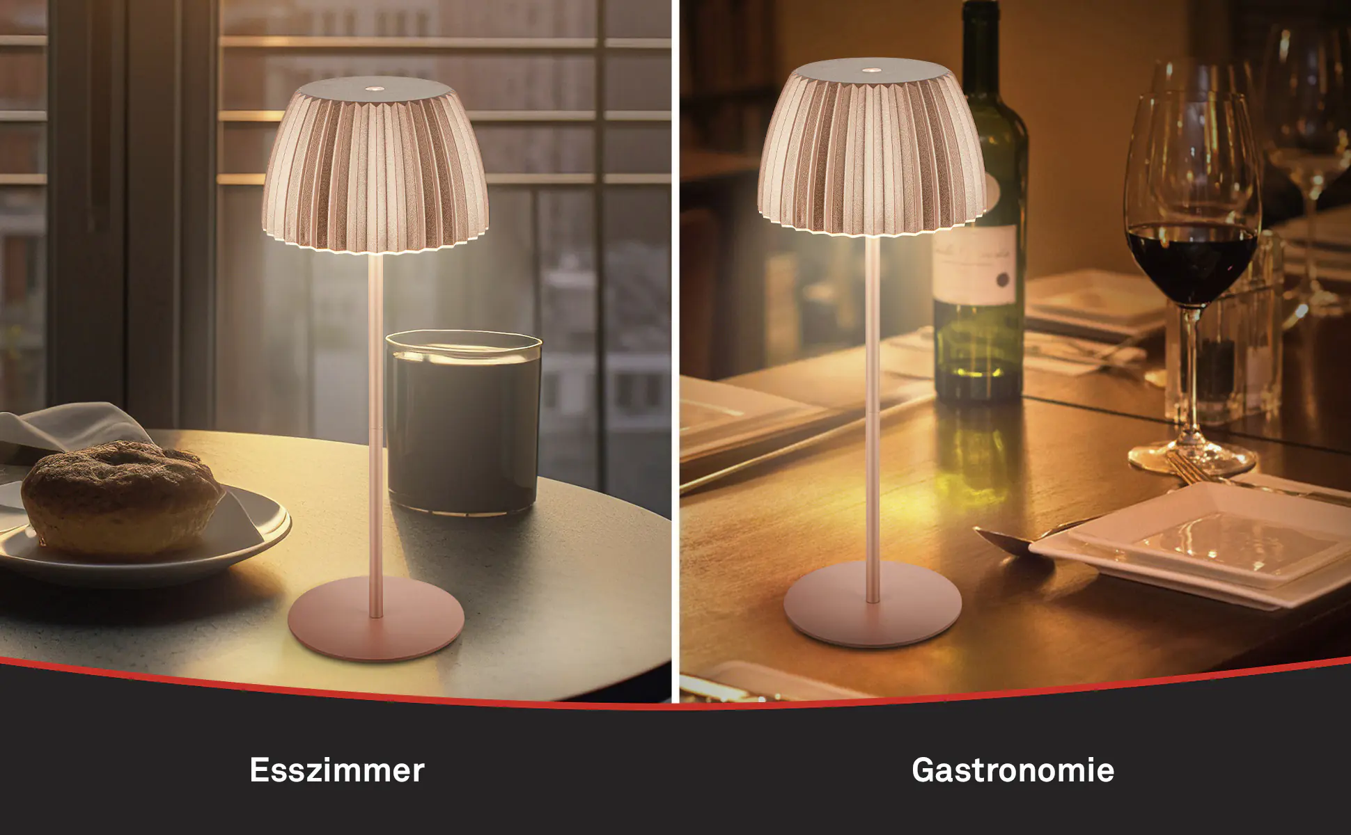 Briloner LED-Tischleuchte Riffle mit Akku kupfer dimmbar
